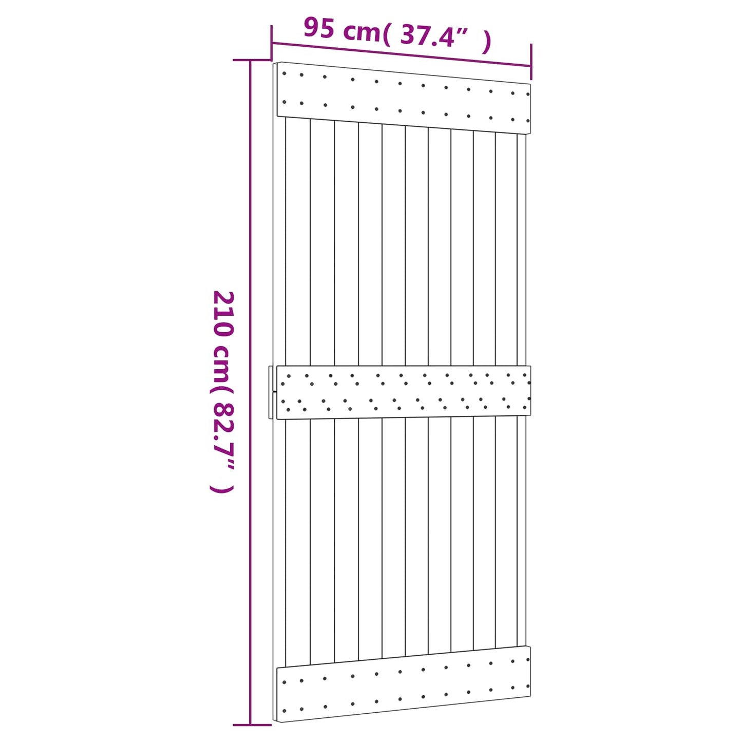Csúszó ajtó Természetes és Fehér 95 x 210 cm Szilárd Fenyőfa