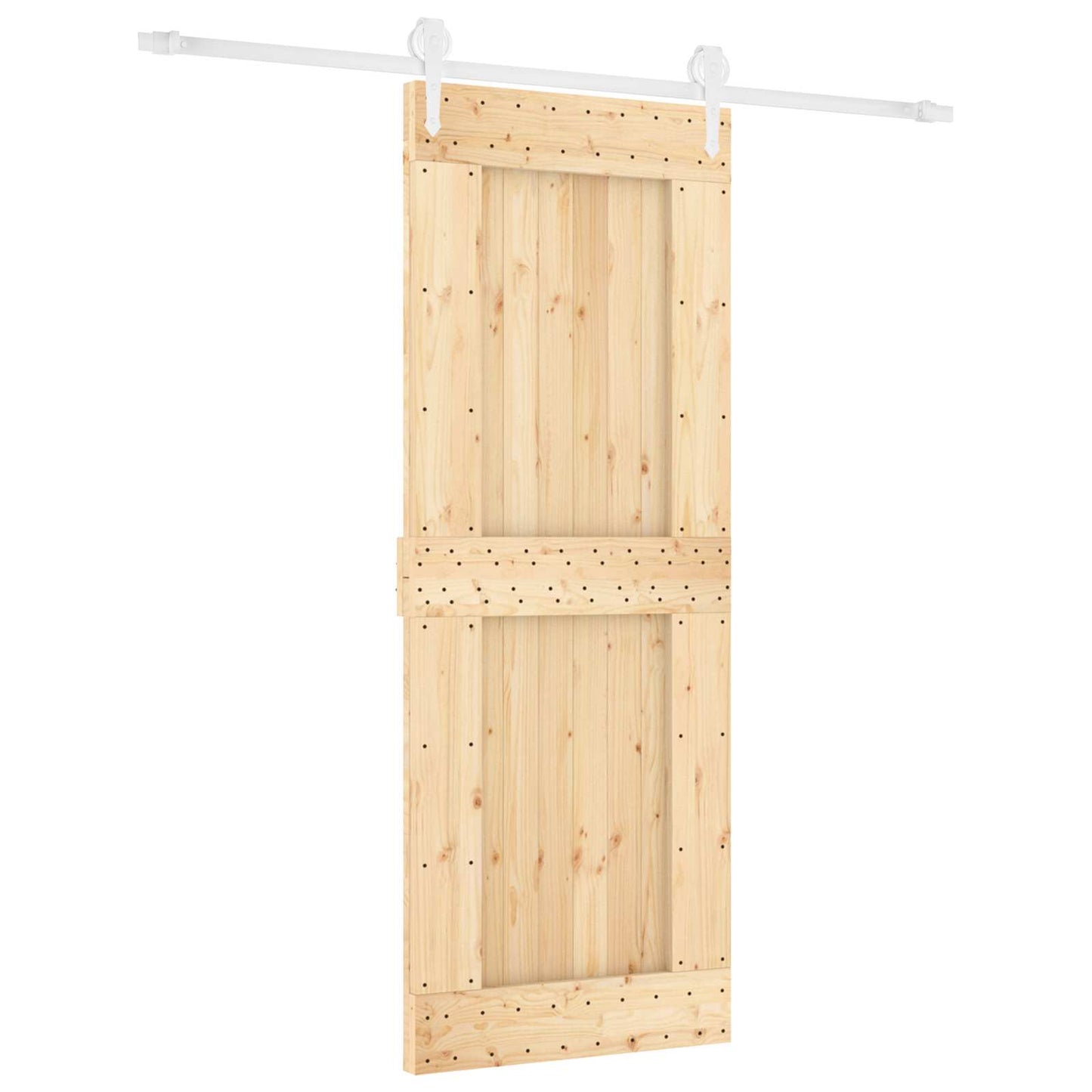 Csúszó ajtó Természetes és Fehér 80 x 210 cm Szilárd Fenyőfa