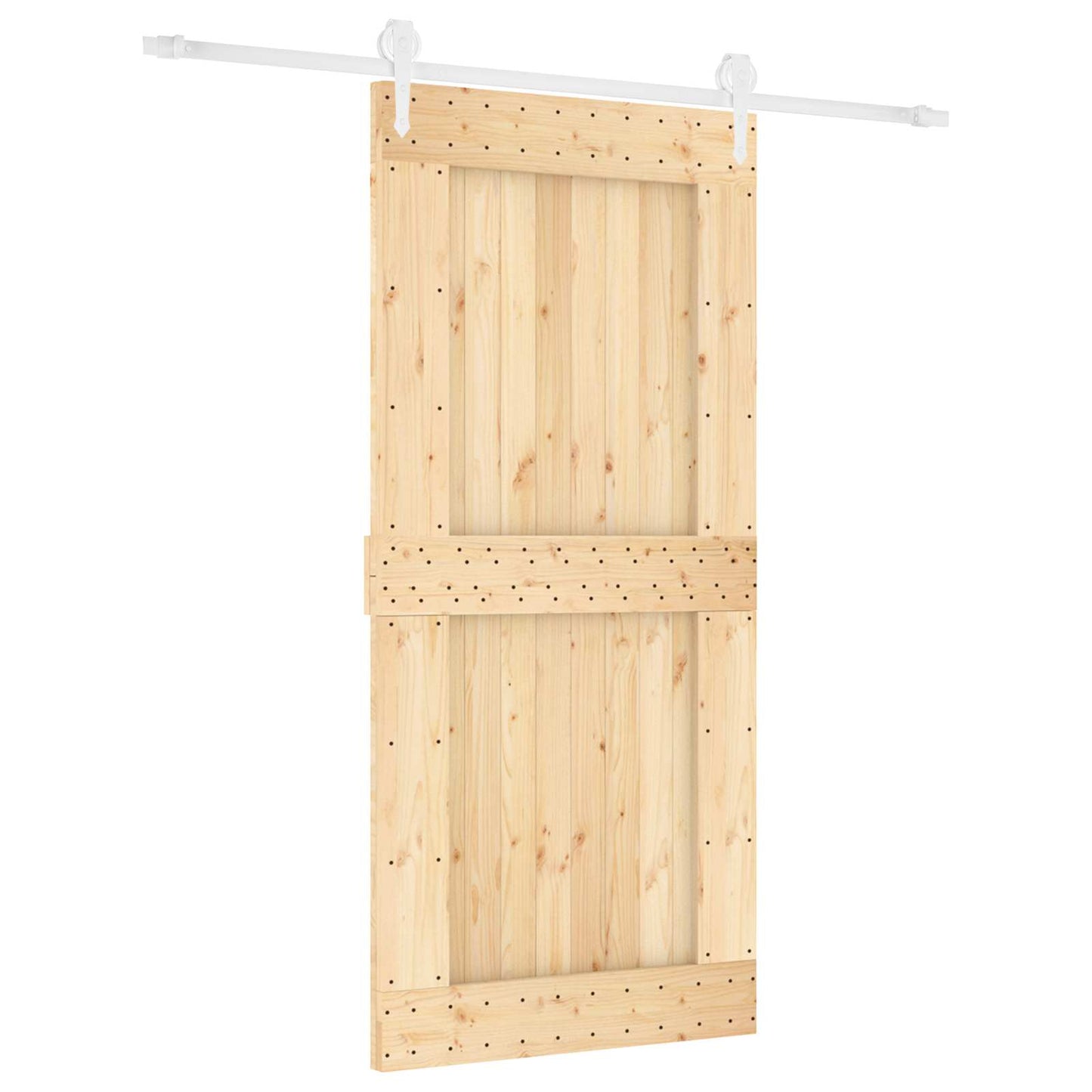 Csúszó ajtó Természetes és Fehér 95 x 210 cm Szilárd Fenyőfa