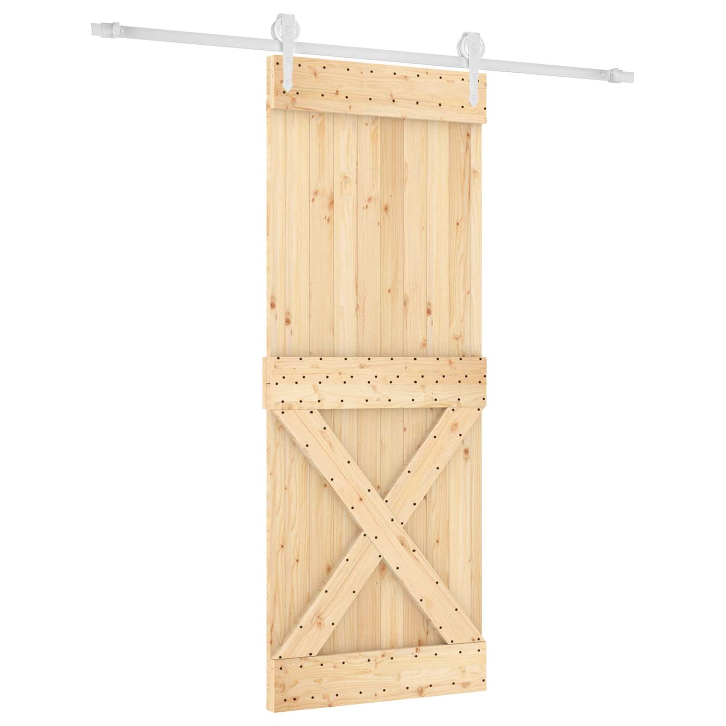 Csúszó ajtó Természetes és Fehér 80 x 210 cm Szilárd Fenyőfa