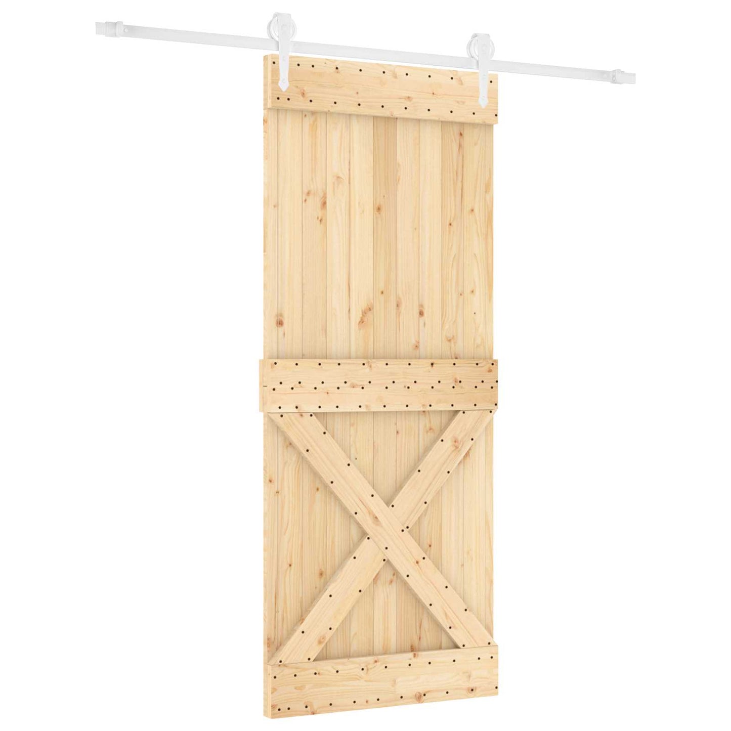 Csúszó ajtó Természetes és Fehér 85 x 210 cm Szilárd Fenyőfa
