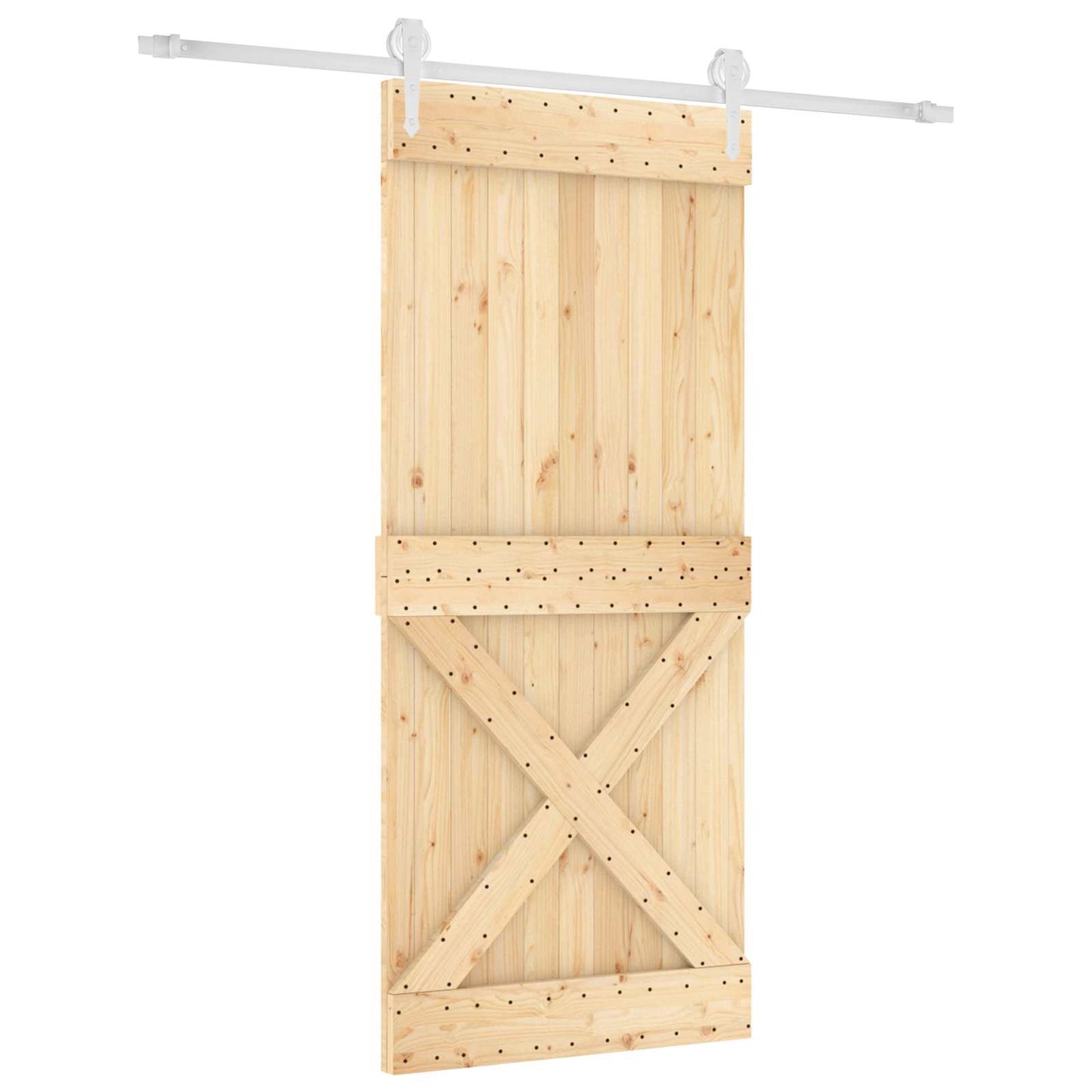 Csúszó ajtó Természetes és Fehér 90 x 210 cm Szilárd Fenyőfa