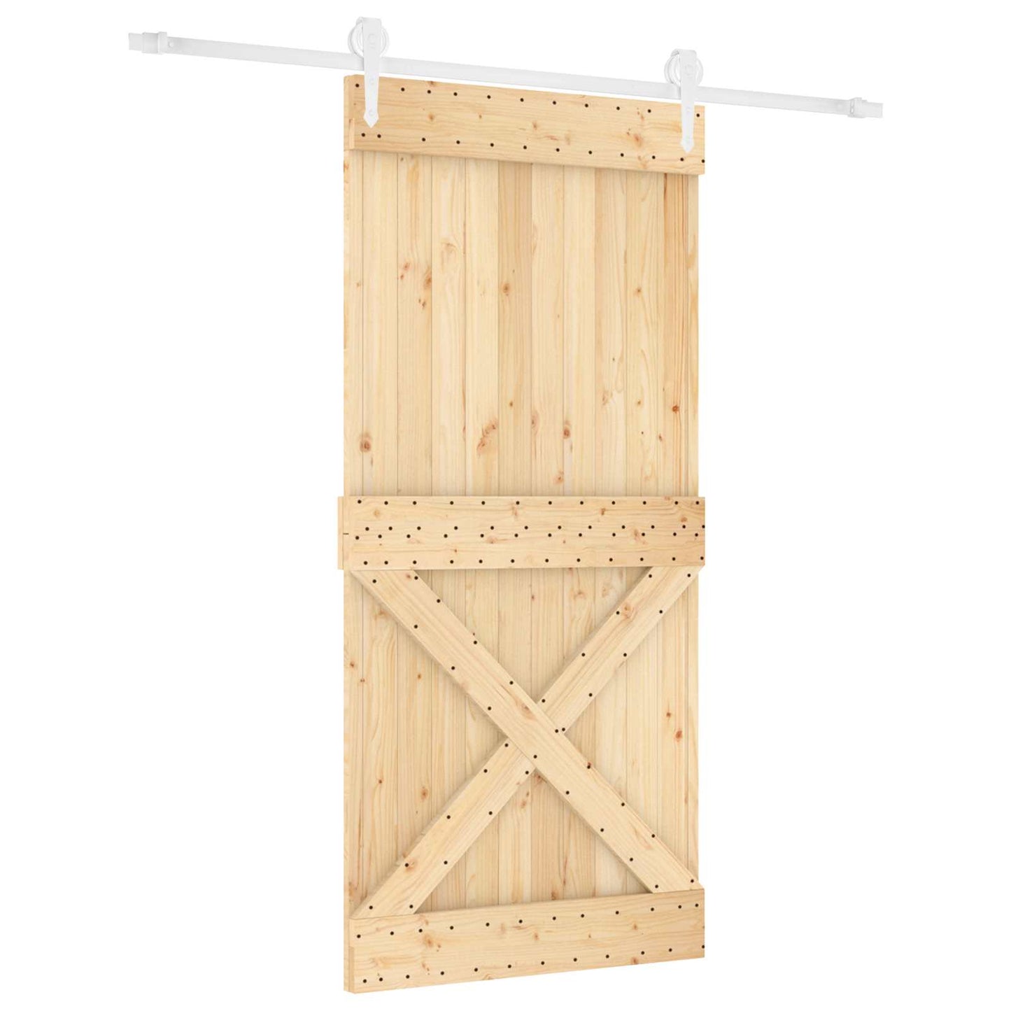 Csúszó ajtó Természetes és Fehér 95 x 210 cm Szilárd Fenyőfa