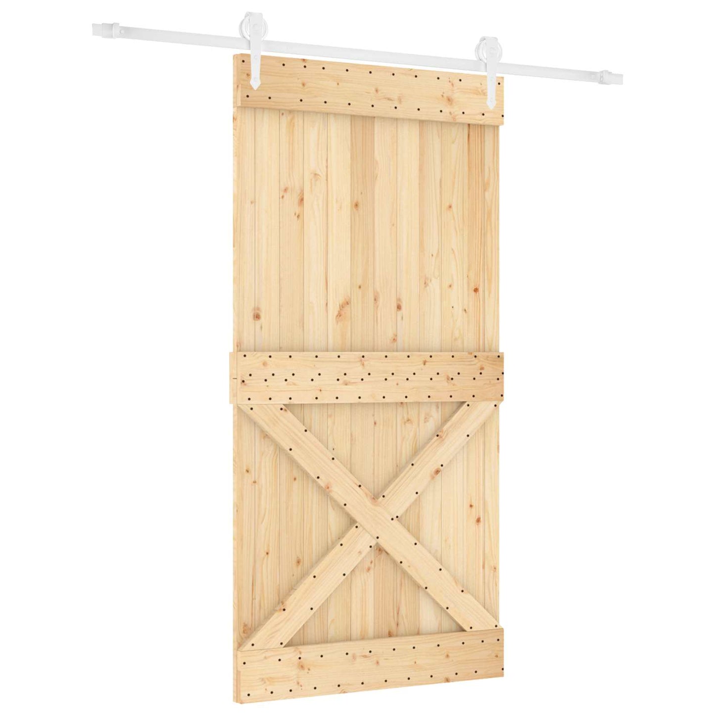 Csúszó ajtó Természetes és Fehér 100 x 210 cm Szilárd Fenyőfa