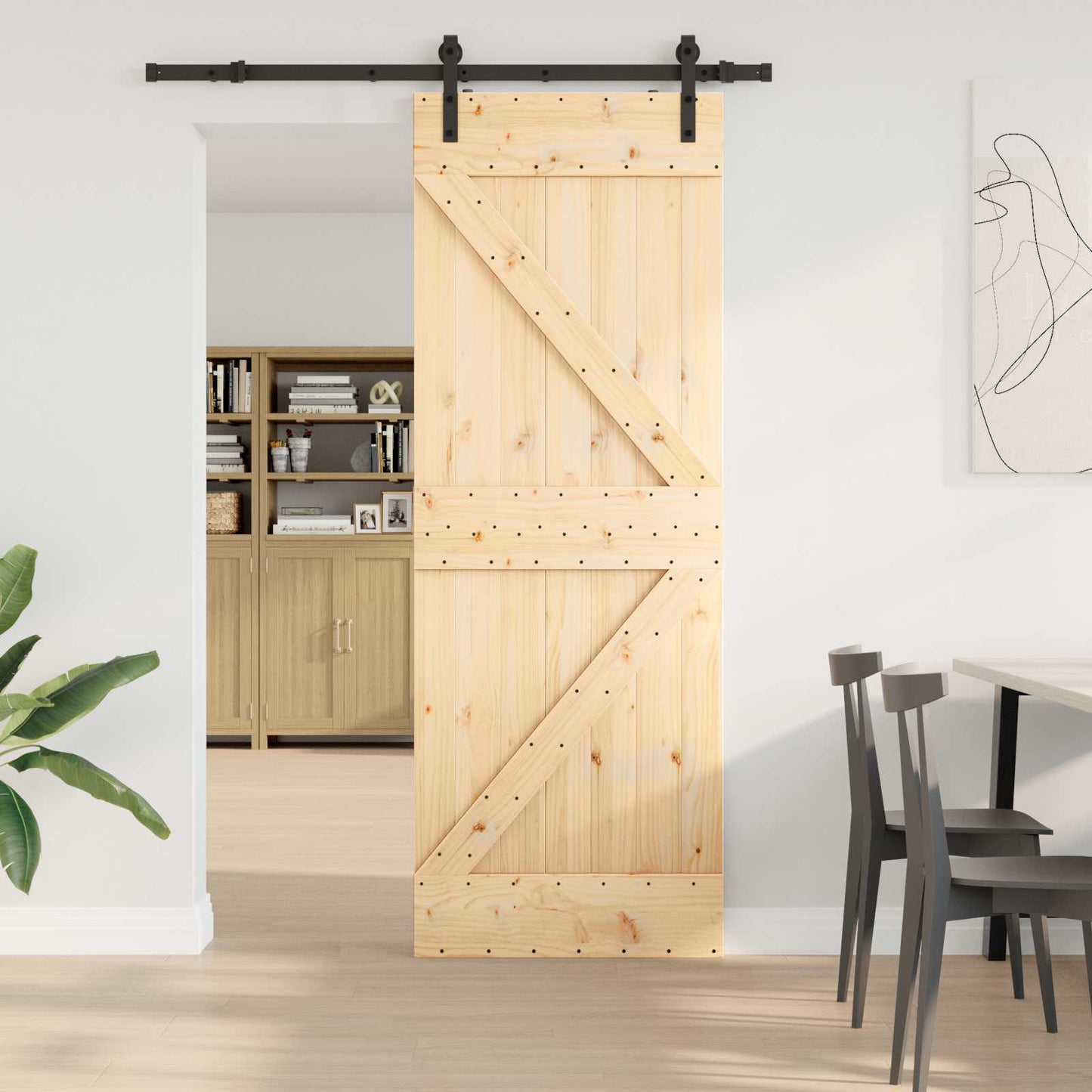 Csúszó ajtó NARVIK Természetes és Fekete 70 x 210 cm (152,5 cm)