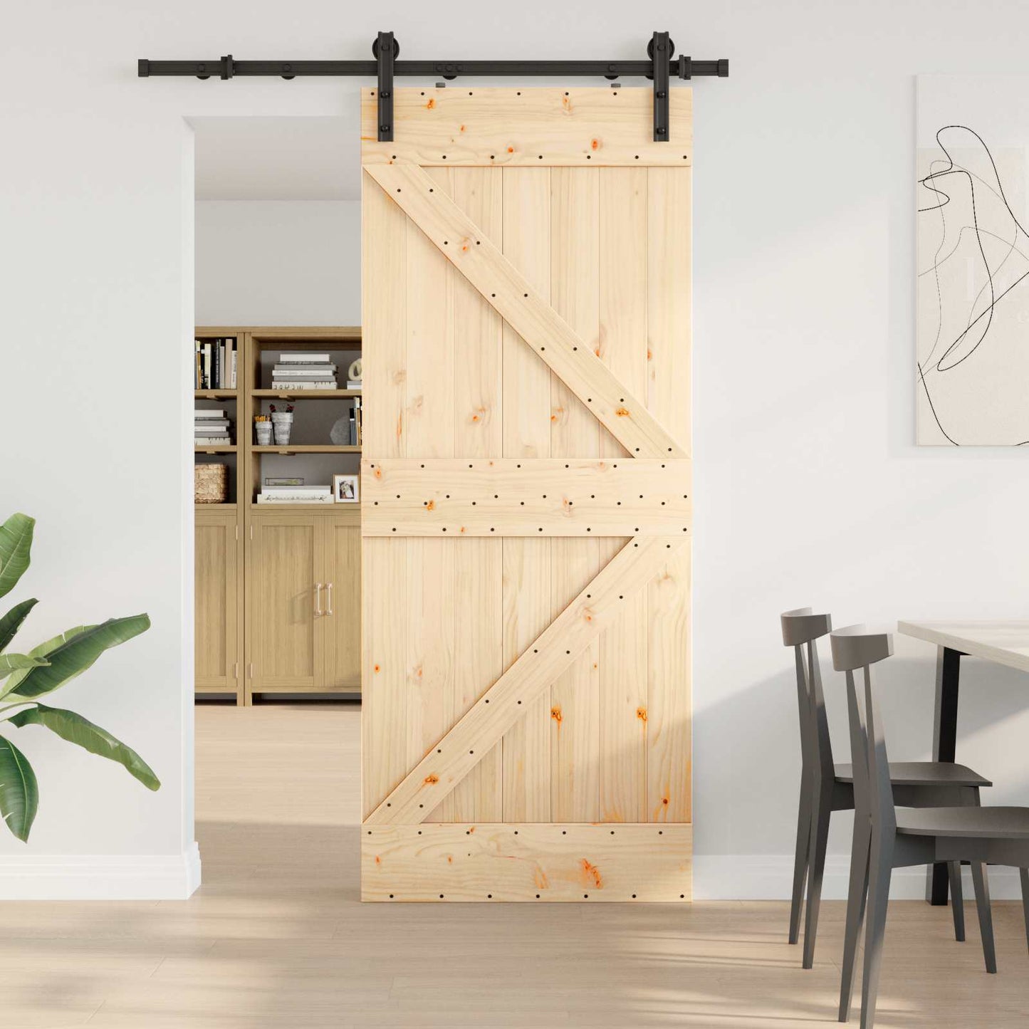 Csúszó ajtó NARVIK Természetes és Fekete 85 x 210 cm (152,5 cm)