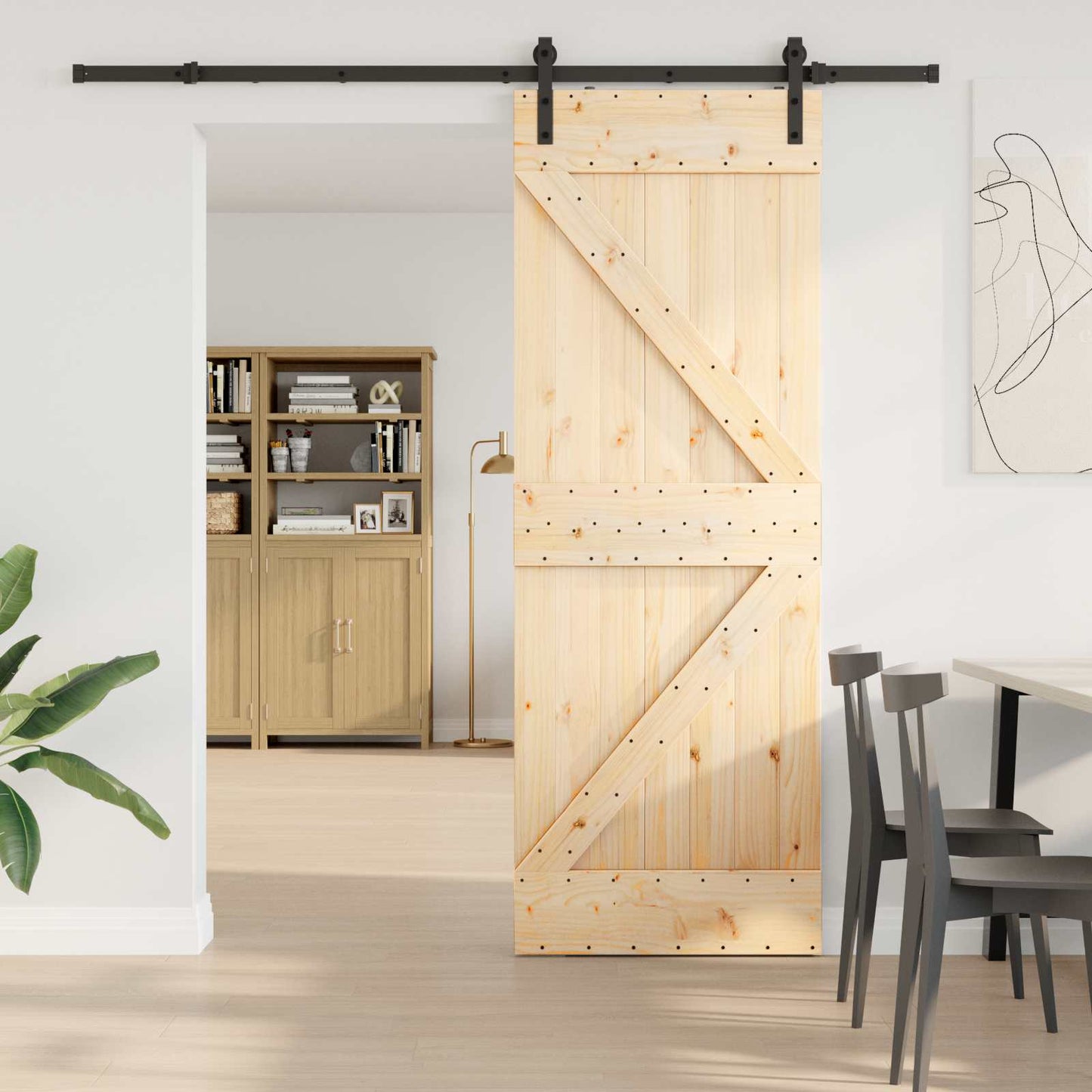 Csúszó ajtó NARVIK Természetes és Fekete 70 x 210 cm (213,5 cm)