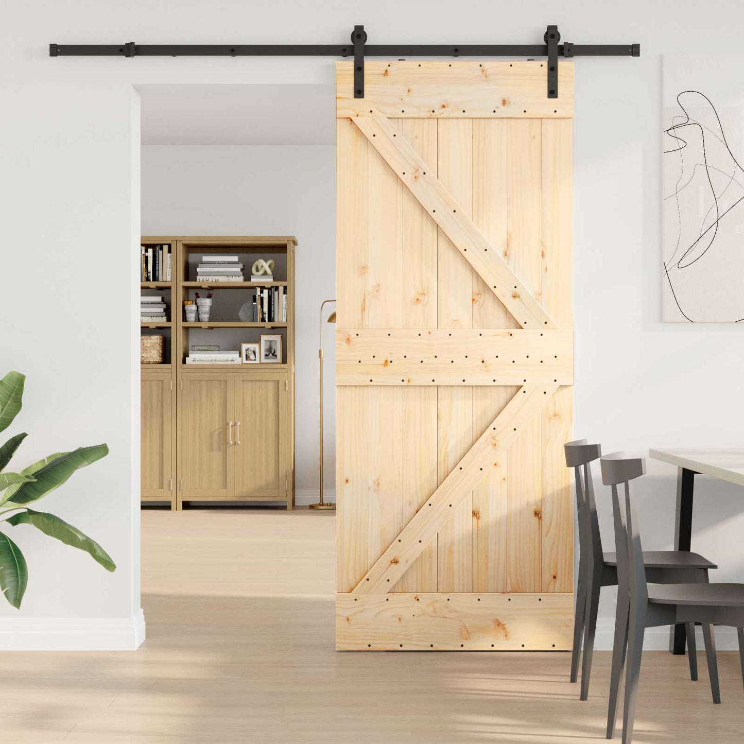Csúszó ajtó NARVIK Természetes és Fekete 85 x 210 cm (213,5 cm)