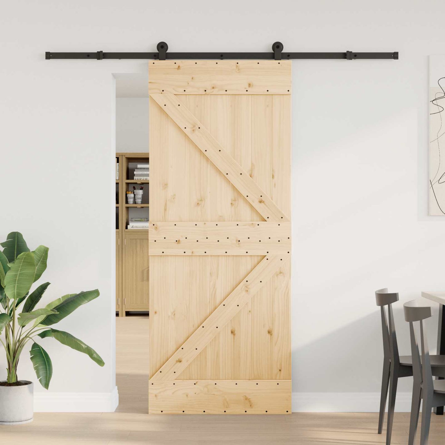 Csúszó ajtó NARVIK Természetes és Fekete 85 x 210 cm (213,5 cm)