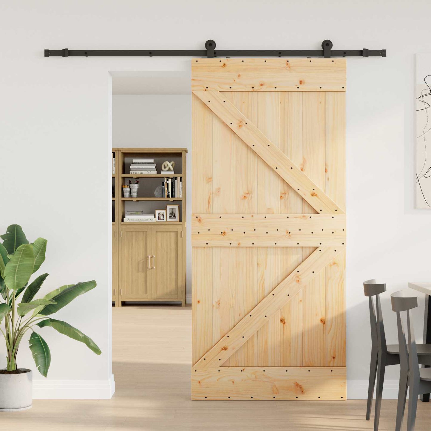 Csúszó ajtó NARVIK Természetes és Fekete 80 x 210 cm (213,5 cm)