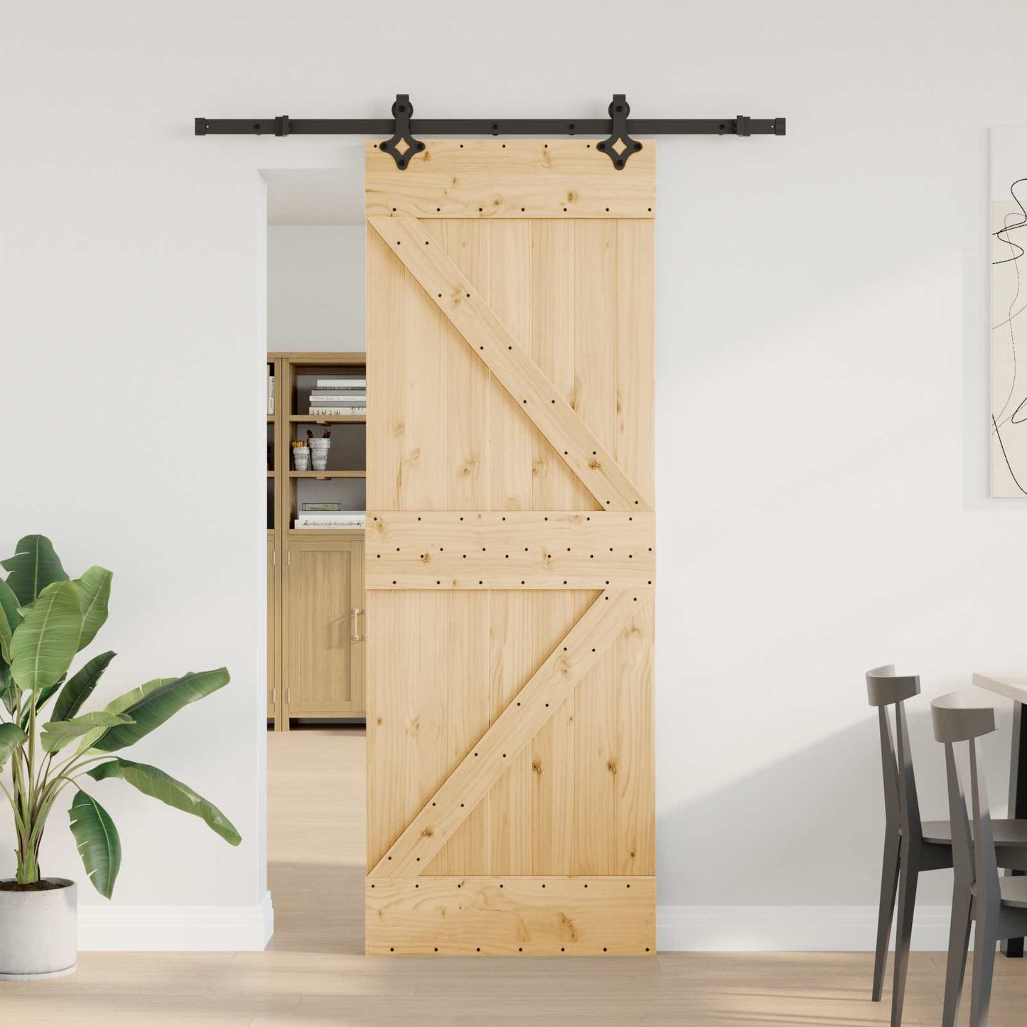 Csúszó ajtó NARVIK Természetes és Fekete 70 x 210 cm (152,5 cm)
