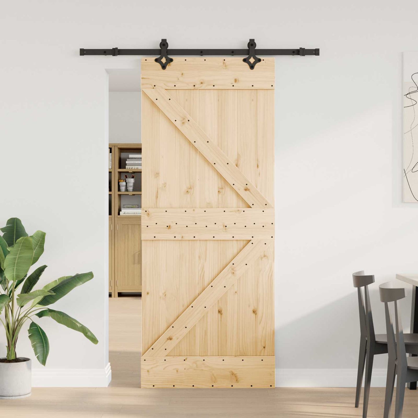 Csúszó ajtó NARVIK Természetes és Fekete 85 x 210 cm (152,5 cm)