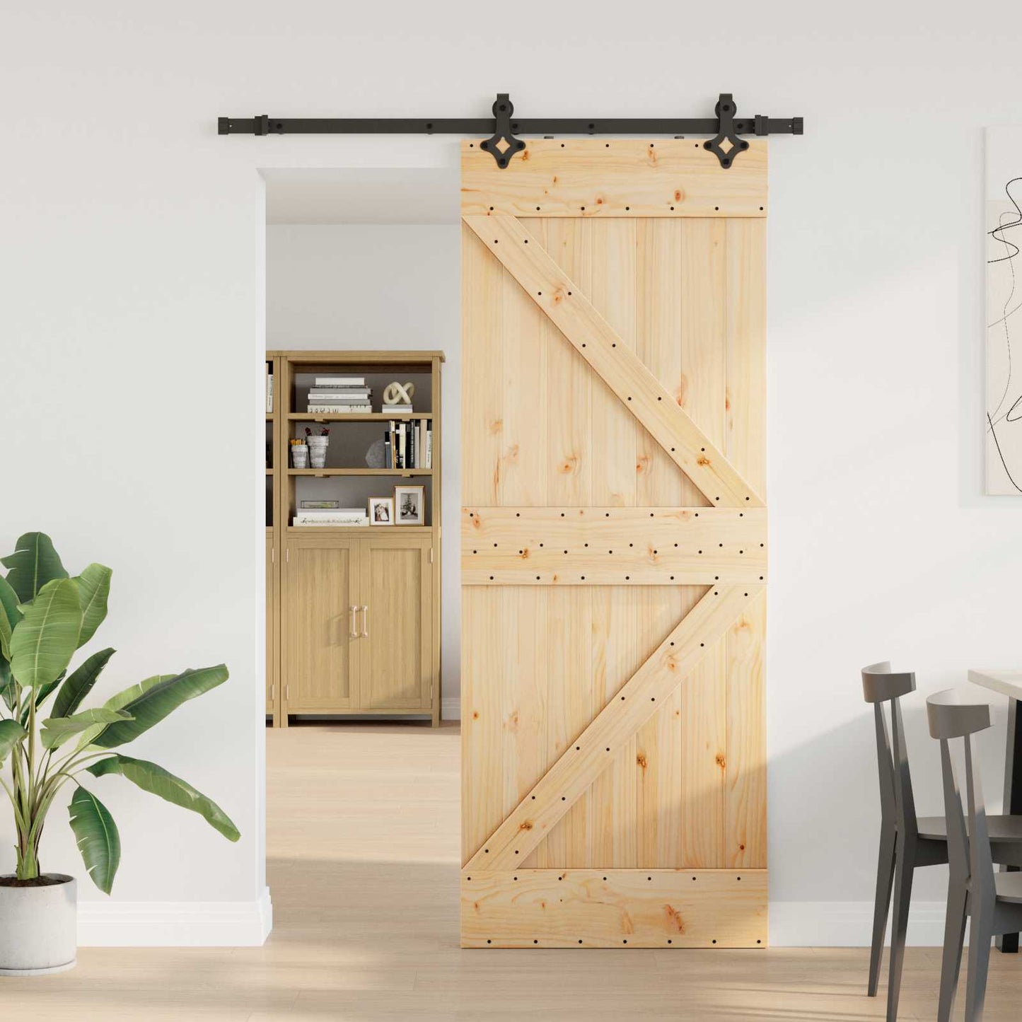 Csúszó ajtó NARVIK Természetes és Fekete 80 x 210 cm (152,5 cm)