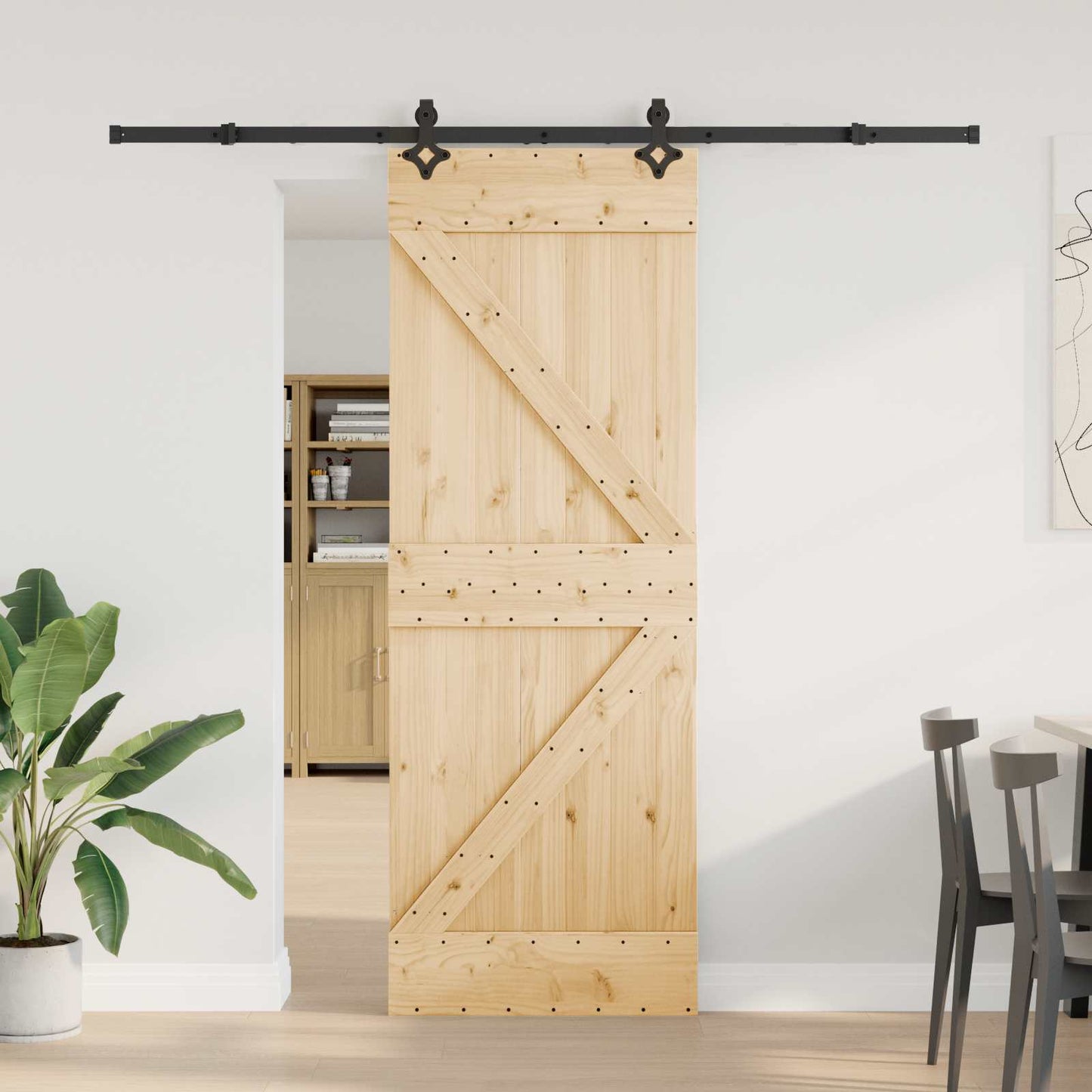 Csúszó ajtó NARVIK Természetes és Fekete 70 x 210 cm (213,5 cm)