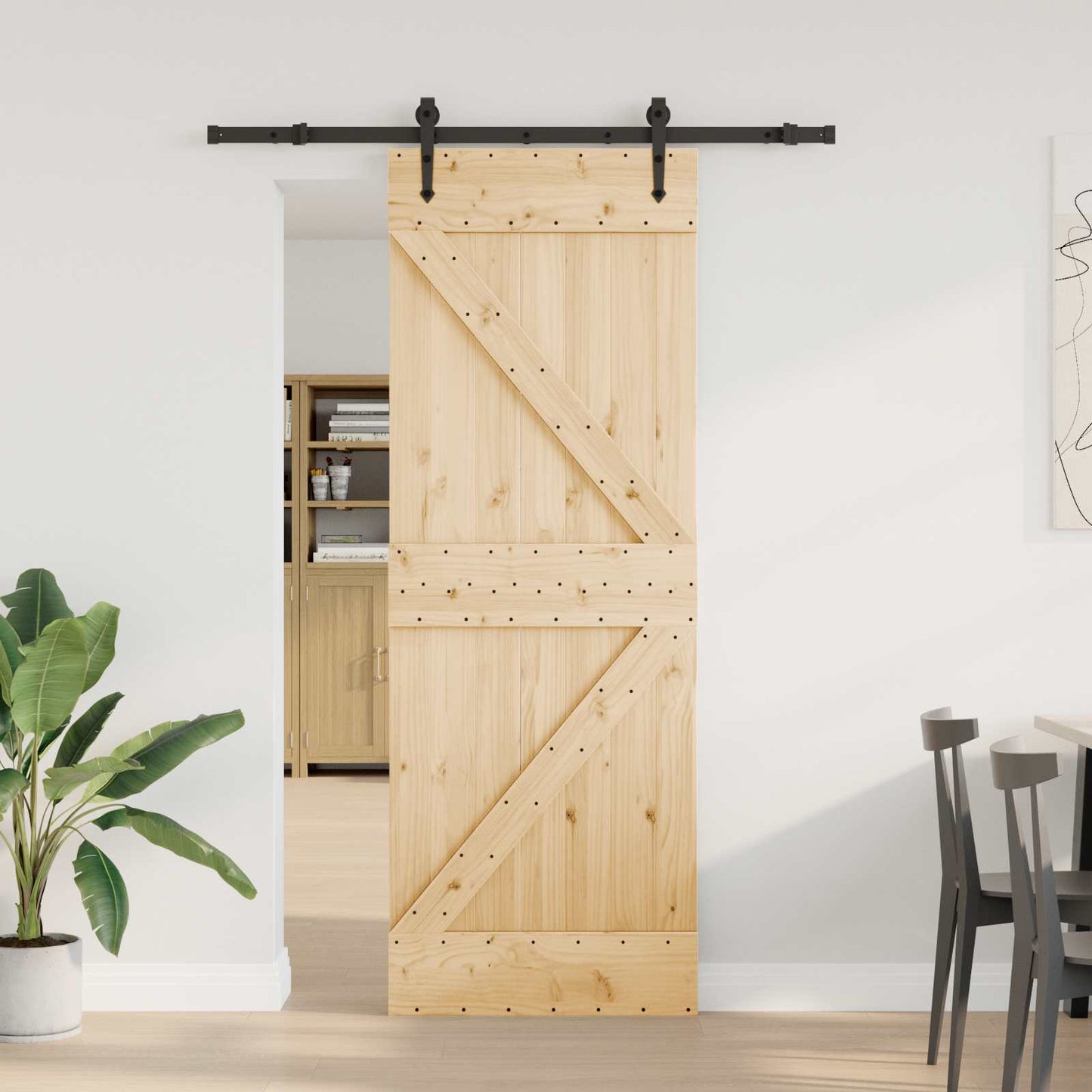 Csúszó ajtó NARVIK Természetes és Fekete 70 x 210 cm (152,5 cm)