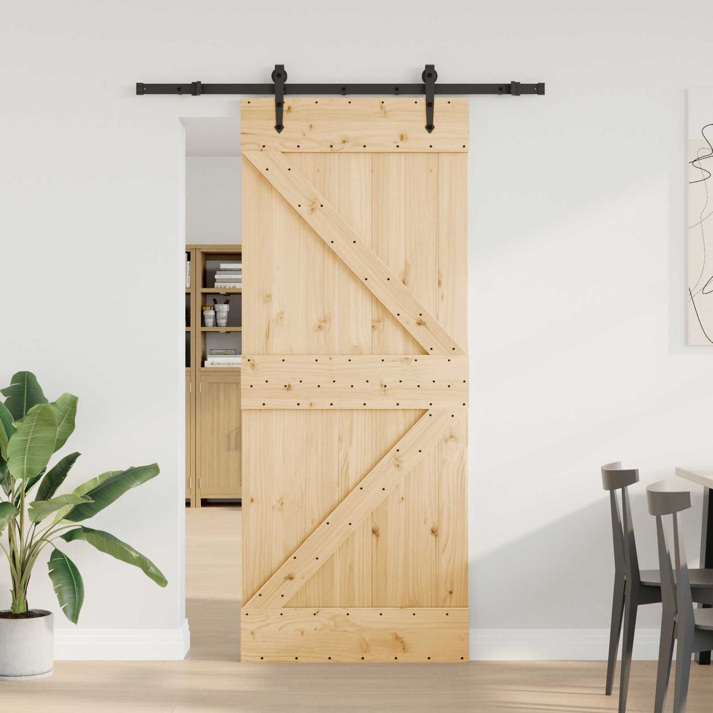 Csúszó ajtó NARVIK Természetes és Fekete 85 x 210 cm (152,5 cm)