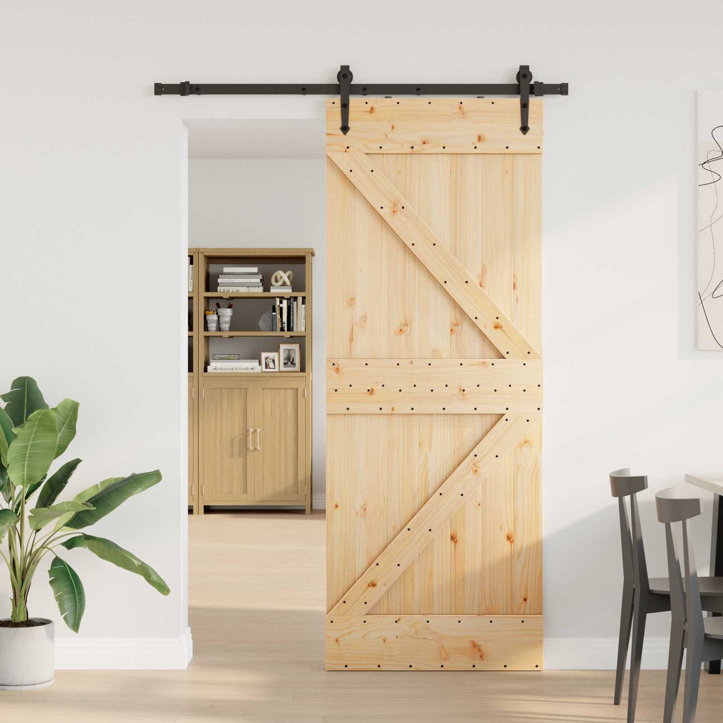 Csúszó ajtó NARVIK Természetes és Fekete 80 x 210 cm (152,5 cm)