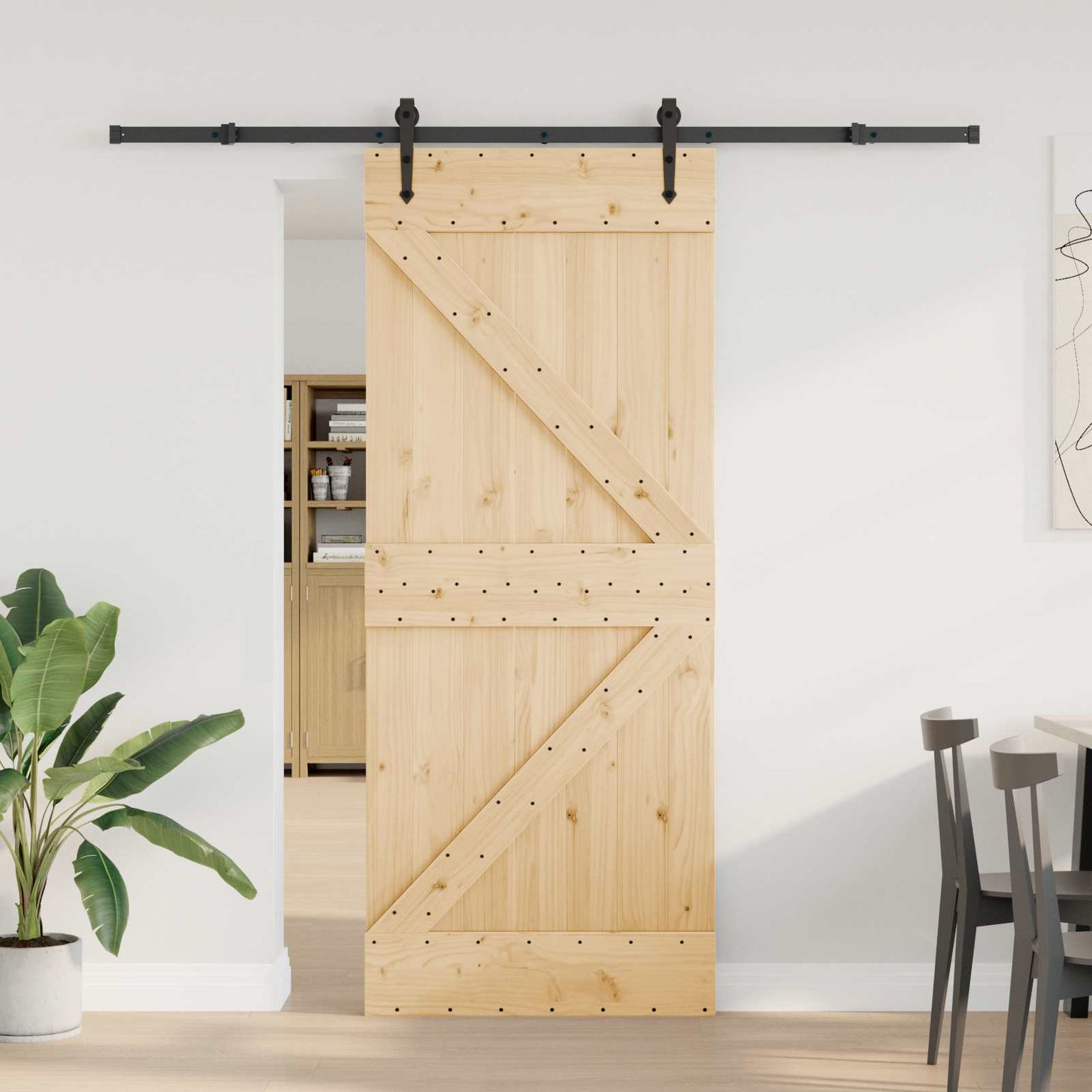 Csúszó ajtó NARVIK Természetes és Fekete 85 x 210 cm (213,5 cm)