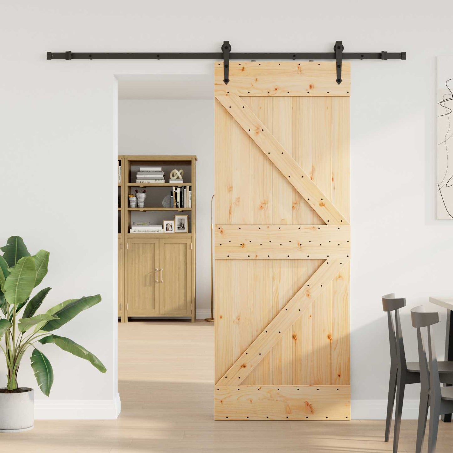 Csúszó ajtó NARVIK Természetes és Fekete 80 x 210 cm (213,5 cm)