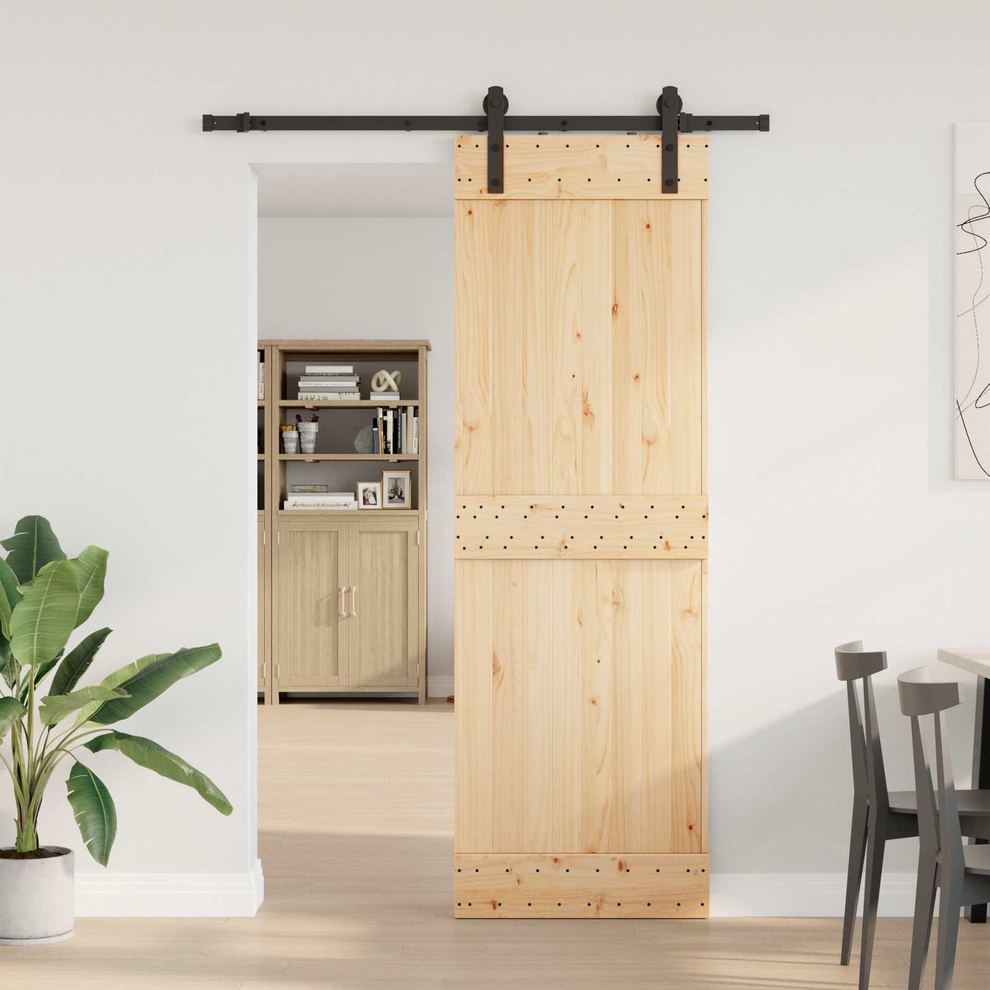 Csúszó ajtó NARVIK Természetes és Fekete 70 x 210 cm (152,5 cm)