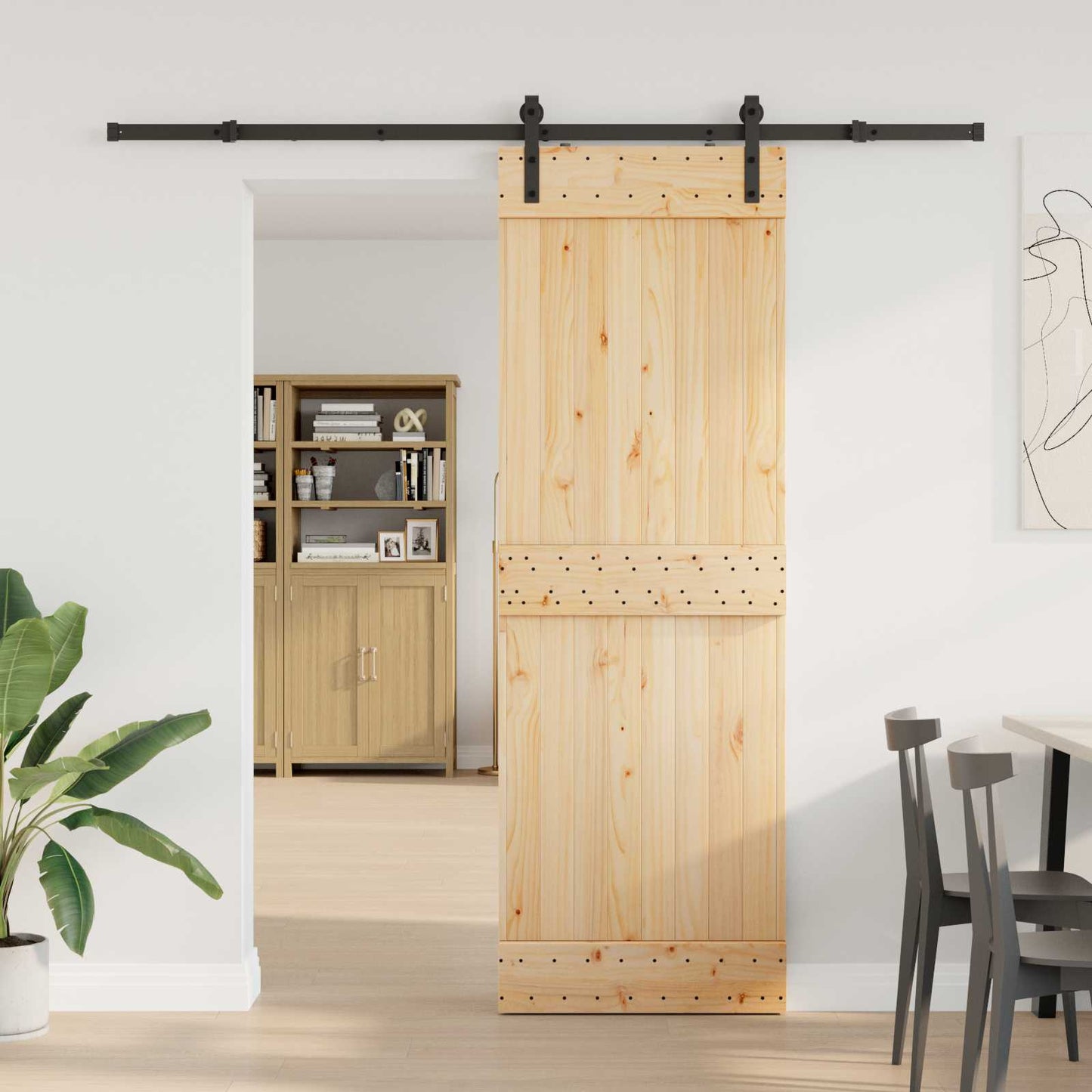 Csúszó ajtó NARVIK Természetes és Fekete 70 x 210 cm (213,5 cm)