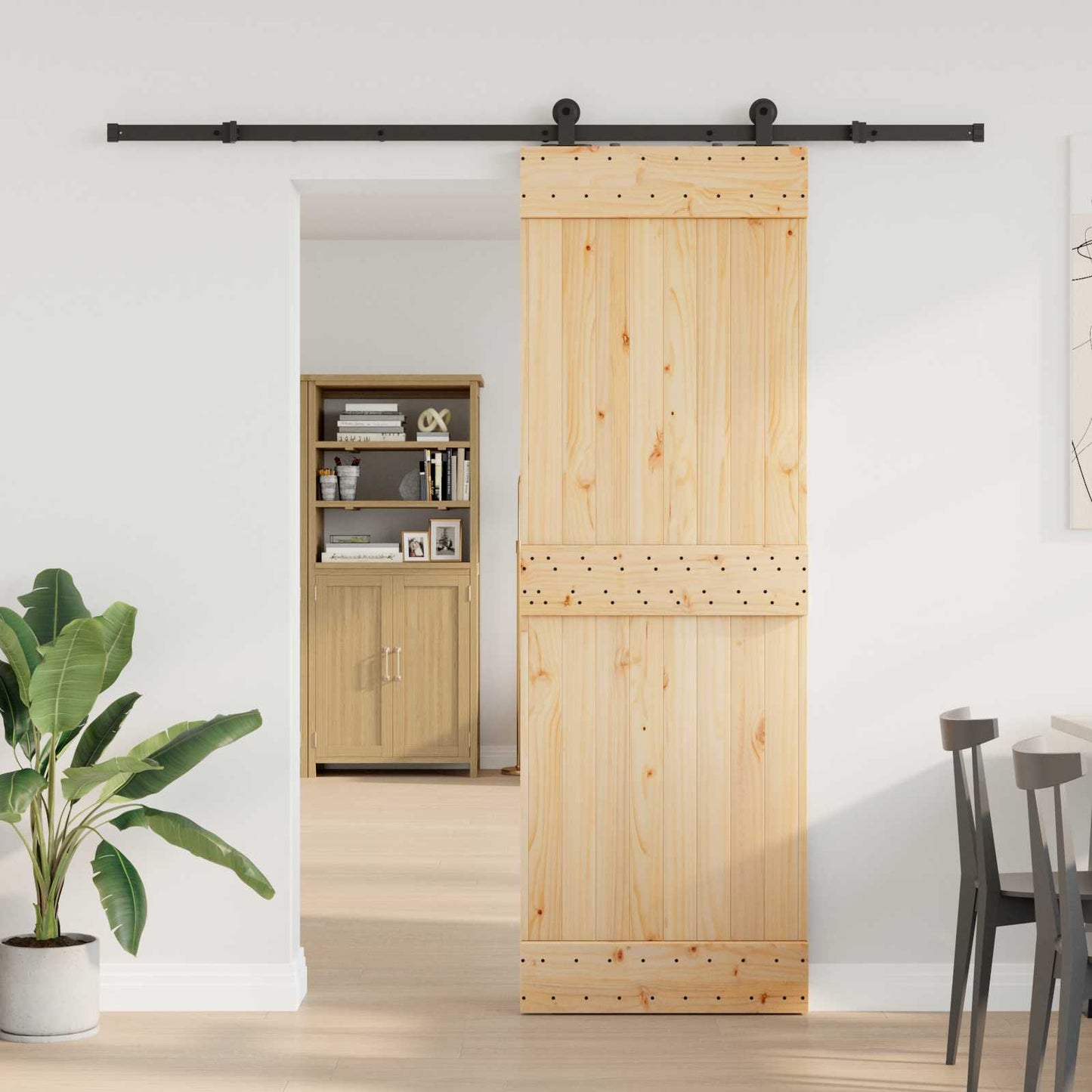 Csúszó ajtó NARVIK Természetes és Fekete 70 x 210 cm (213,5 cm)