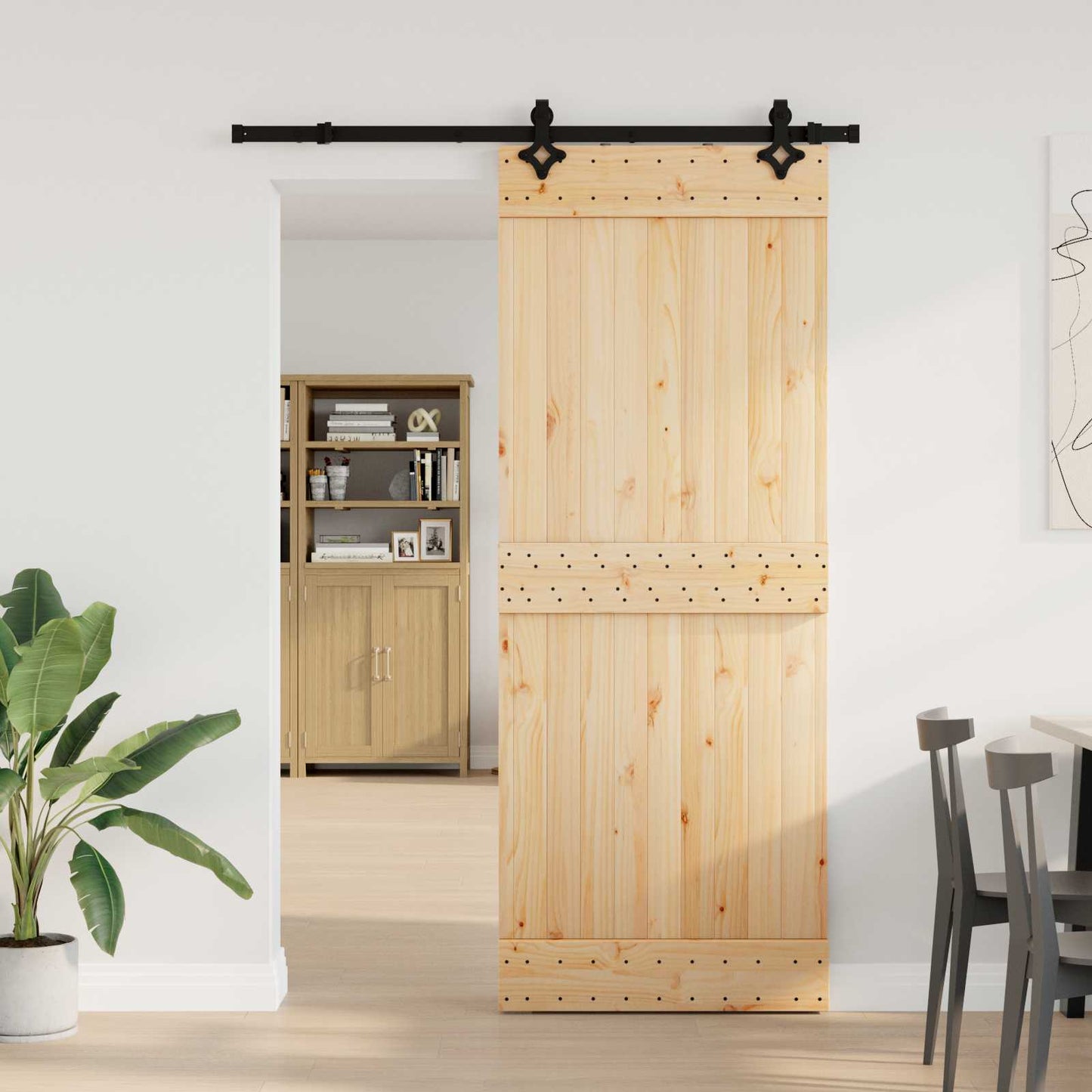 Csúszó ajtó NARVIK Természetes és Fekete 80 x 210 cm (152,5 cm)