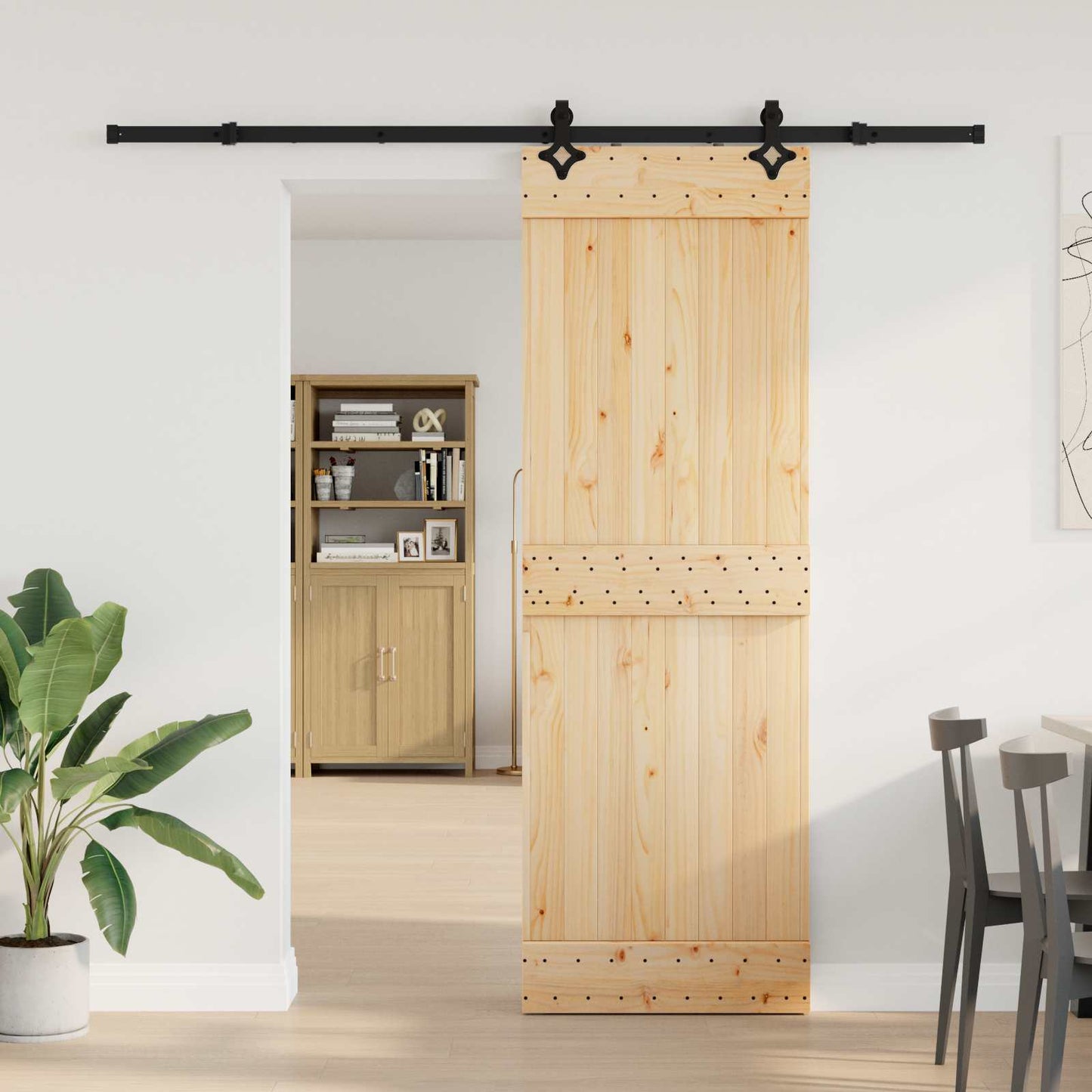 Csúszó ajtó NARVIK Természetes és Fekete 70 x 210 cm (213,5 cm)
