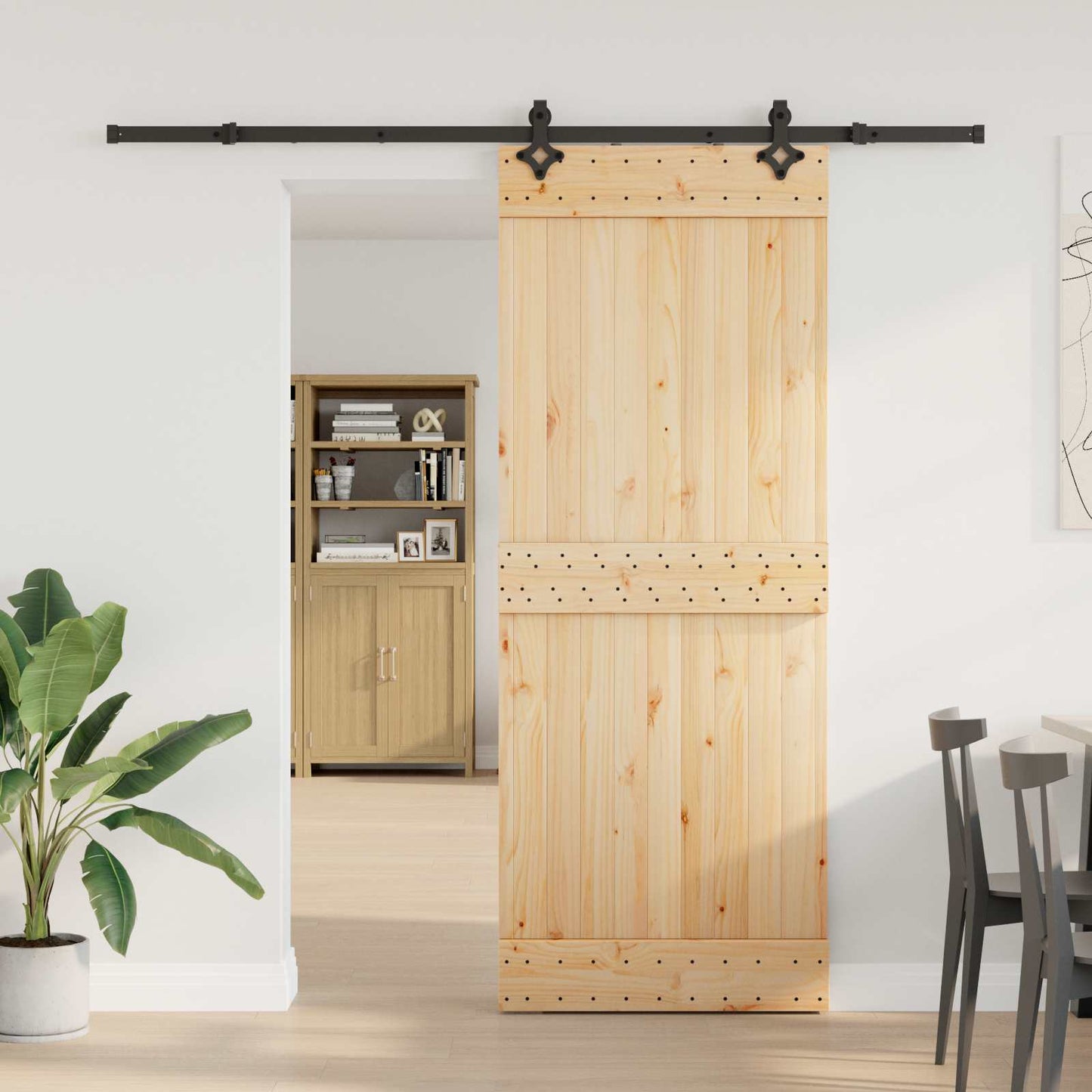 Csúszó ajtó NARVIK Természetes és Fekete 80 x 210 cm (213,5 cm)