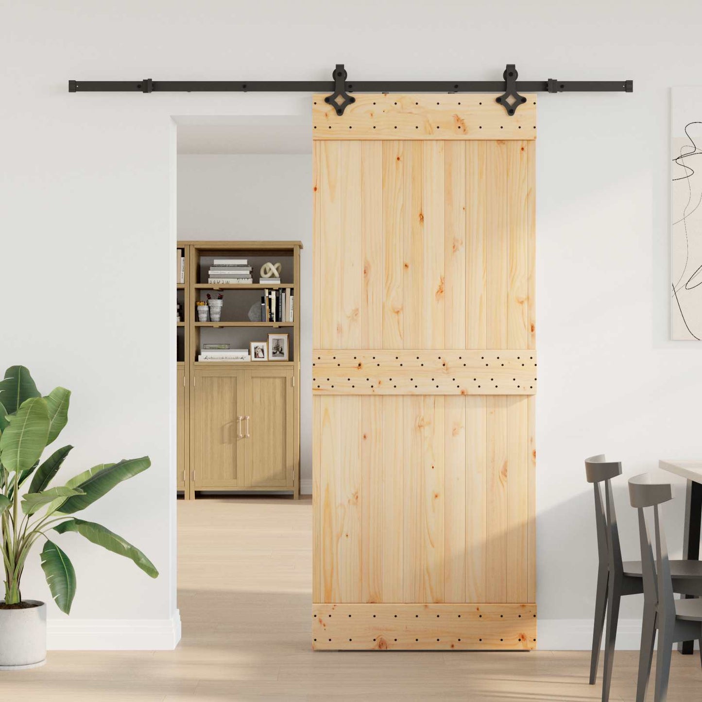 Csúszó ajtó NARVIK Természetes és Fekete 85 x 210 cm (213,5 cm)