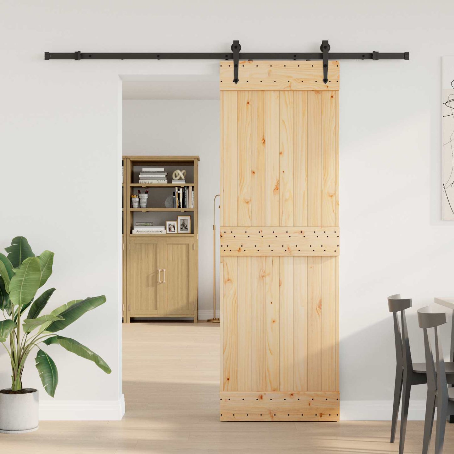 Csúszó ajtó NARVIK Természetes és Fekete 70 x 210 cm (213,5 cm)
