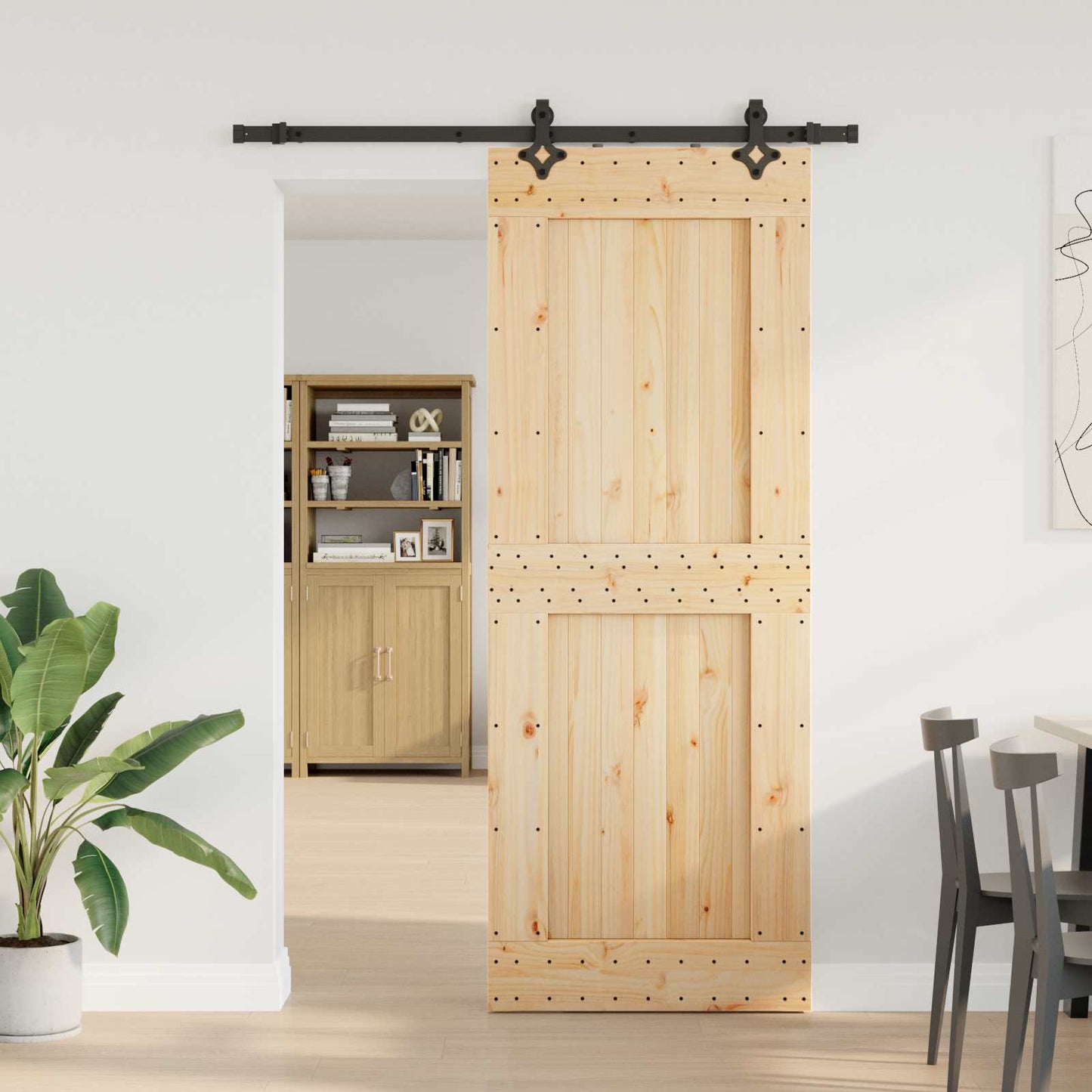 Csúszó ajtó NARVIK Természetes és Fekete 85 x 210 cm (152,5 cm)