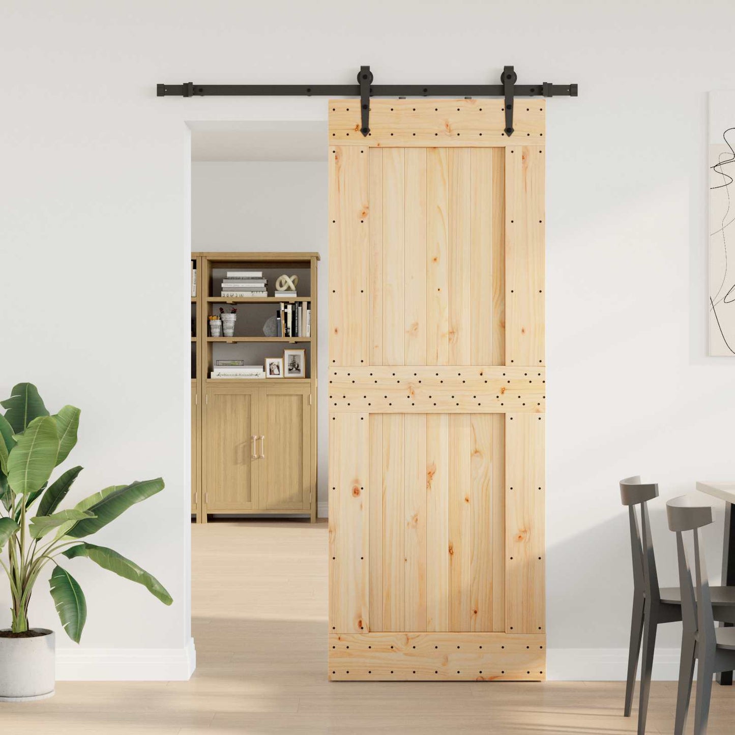 Csúszó ajtó NARVIK Természetes és Fekete 85 x 210 cm (152,5 cm)