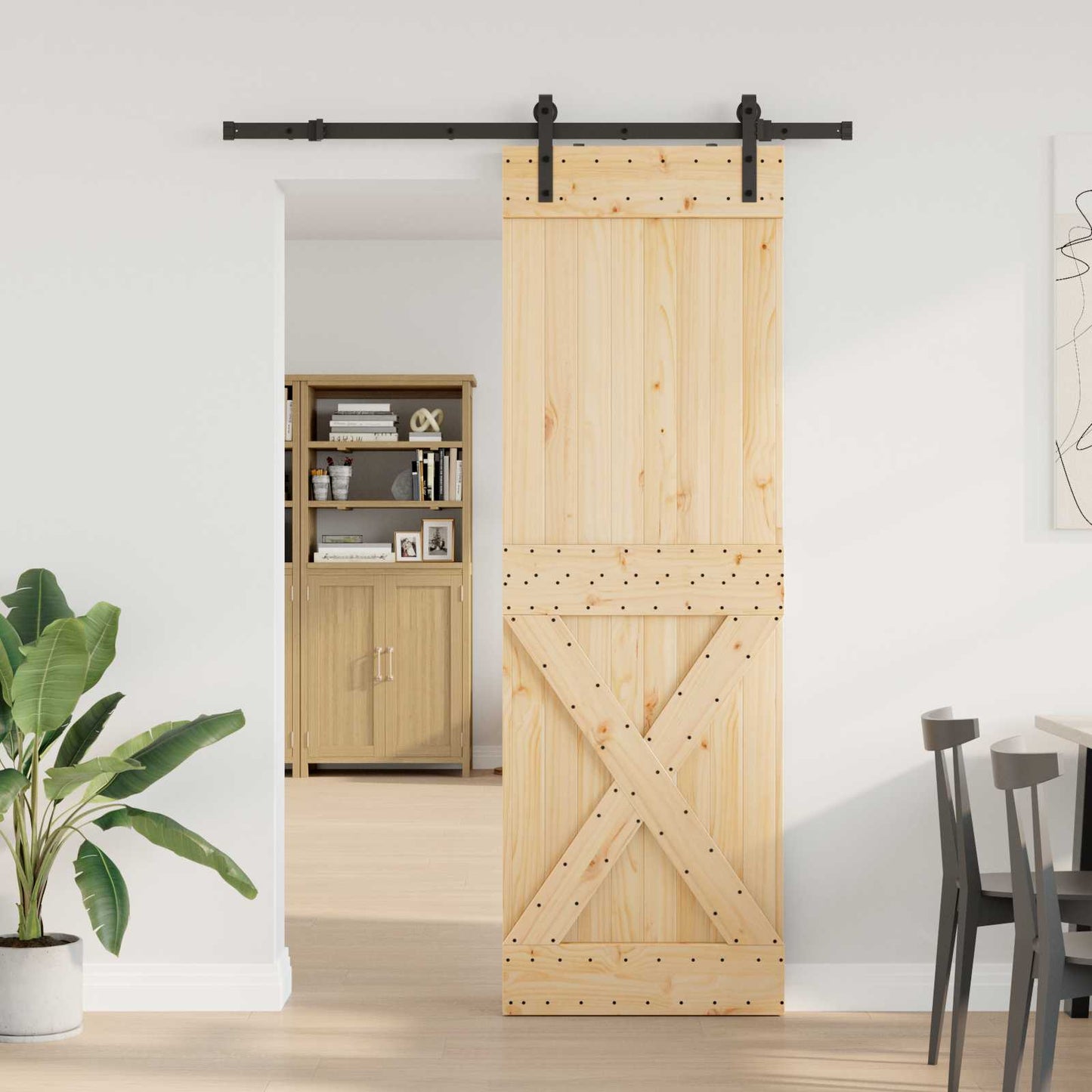 Csúszó ajtó NARVIK Természetes és Fekete 70 x 210 cm (152,5 cm)