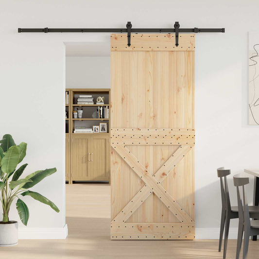 Csúszó ajtó NARVIK Természetes és Fekete 95 x 210 cm (213,5 cm)