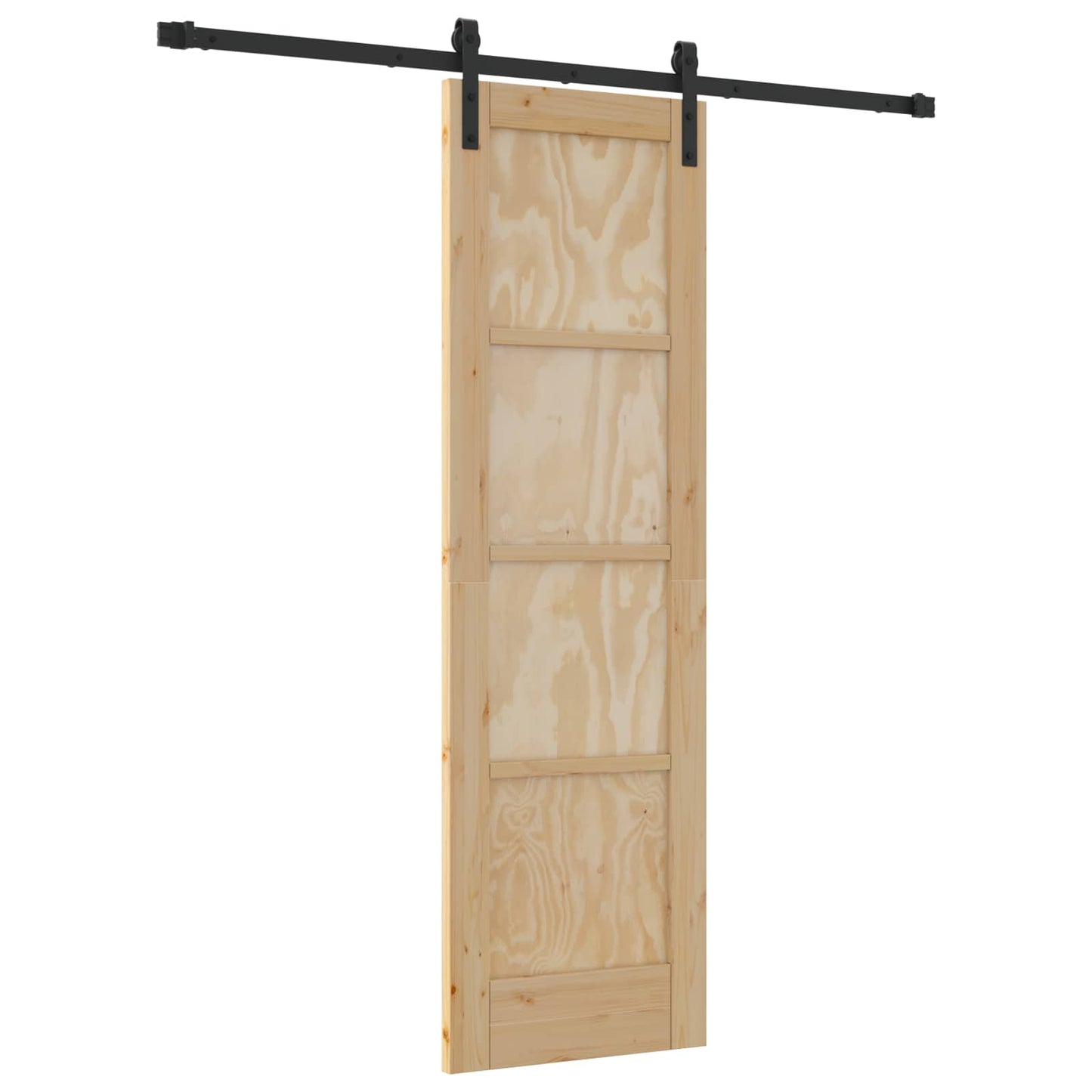 Csúszó ajtó Természetes és Fekete 61 x 198,5 cm Tömör Fenyőfa