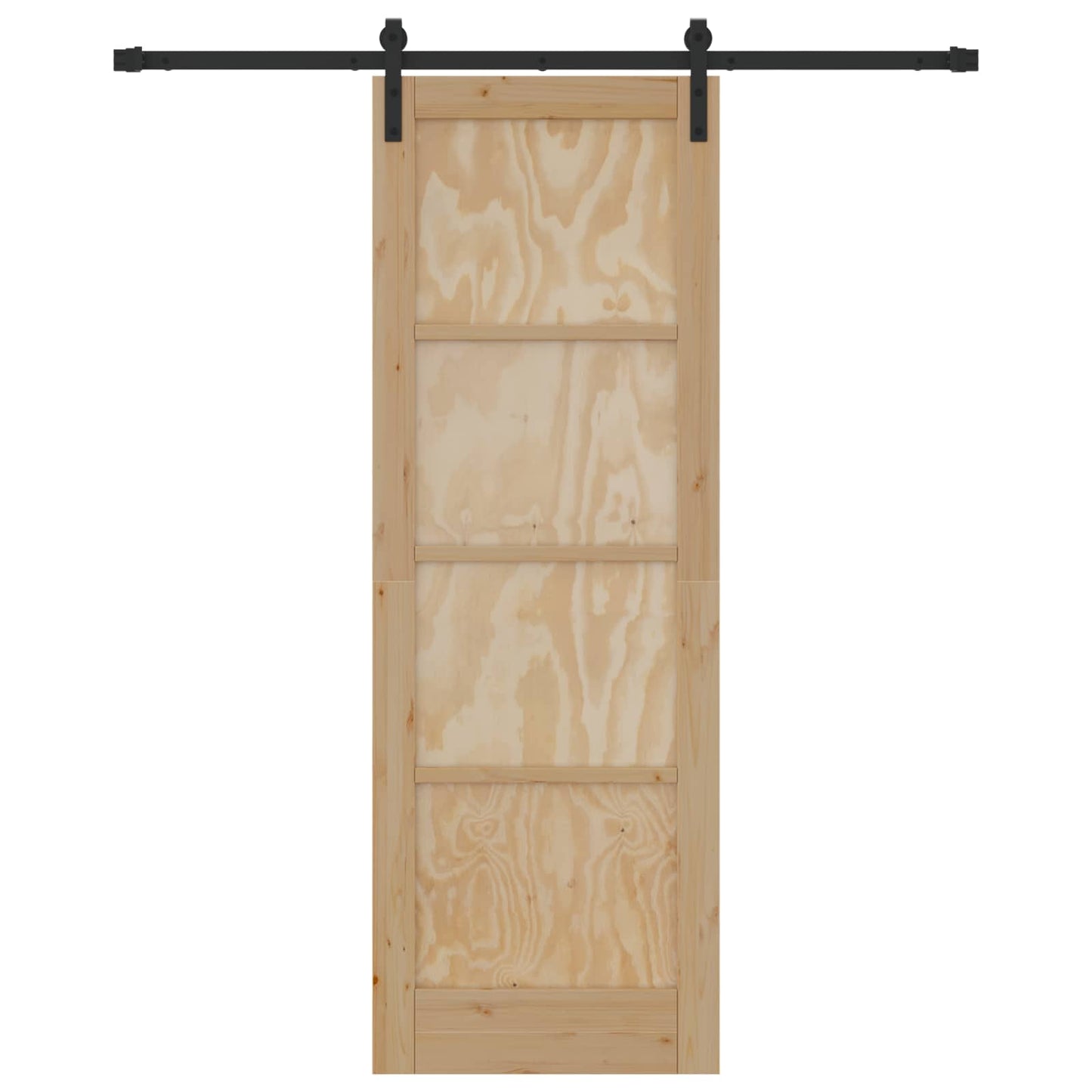Csúszó ajtó Természetes és Fekete 73,5 x 211 cm Tömör Fenyőfa