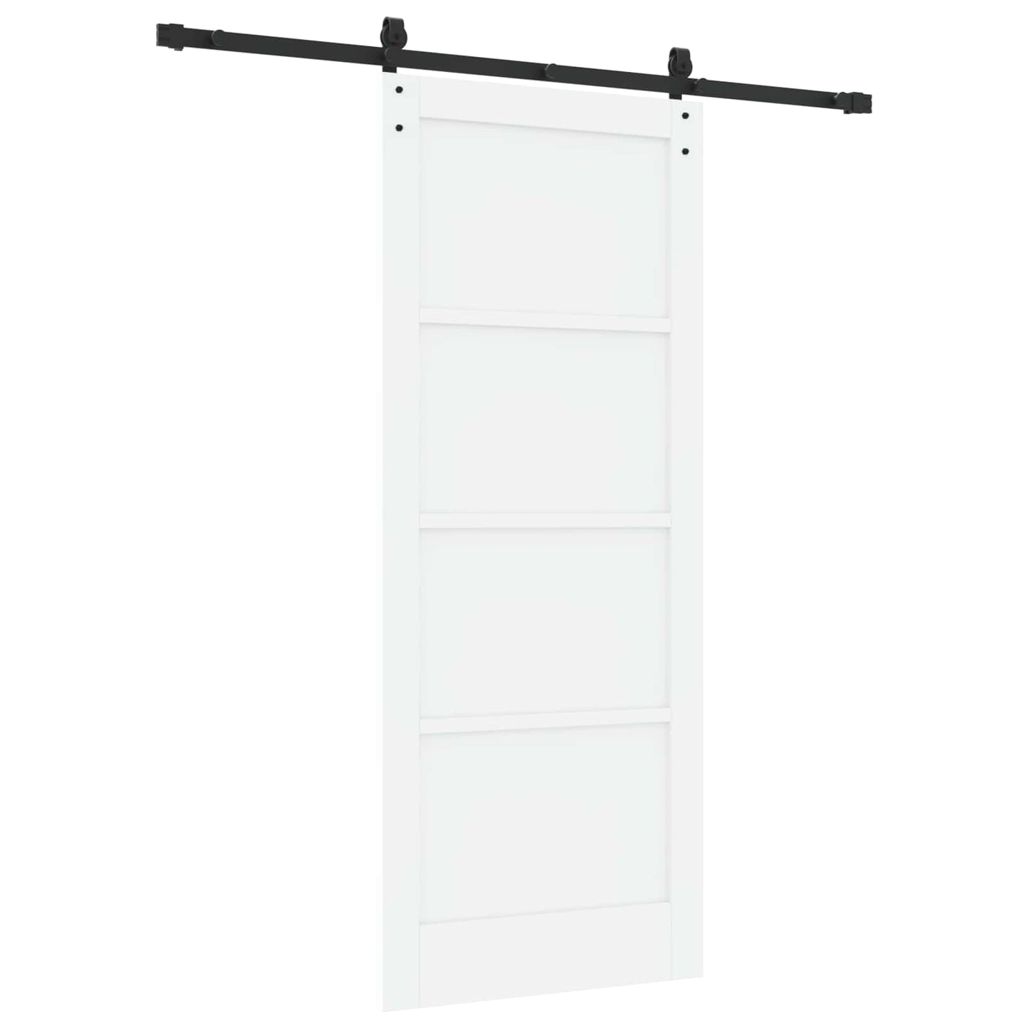 Csúszó ajtó Fehér és Fekete 83 x 202 cm Tömör Fenyőfa