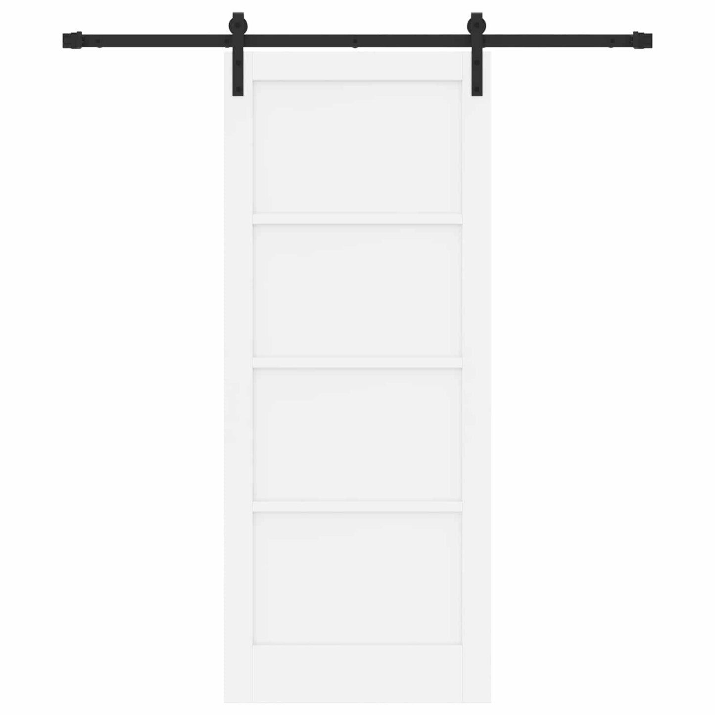 Csúszó ajtó Fehér és Fekete 83 x 202 cm Tömör Fenyőfa