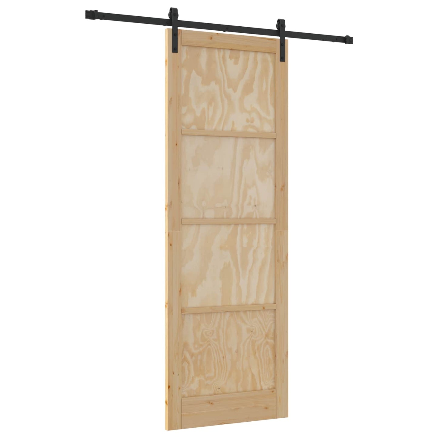 Csúszó ajtó Természetes és Fekete 83 x 232 cm Tömör Fenyőfa