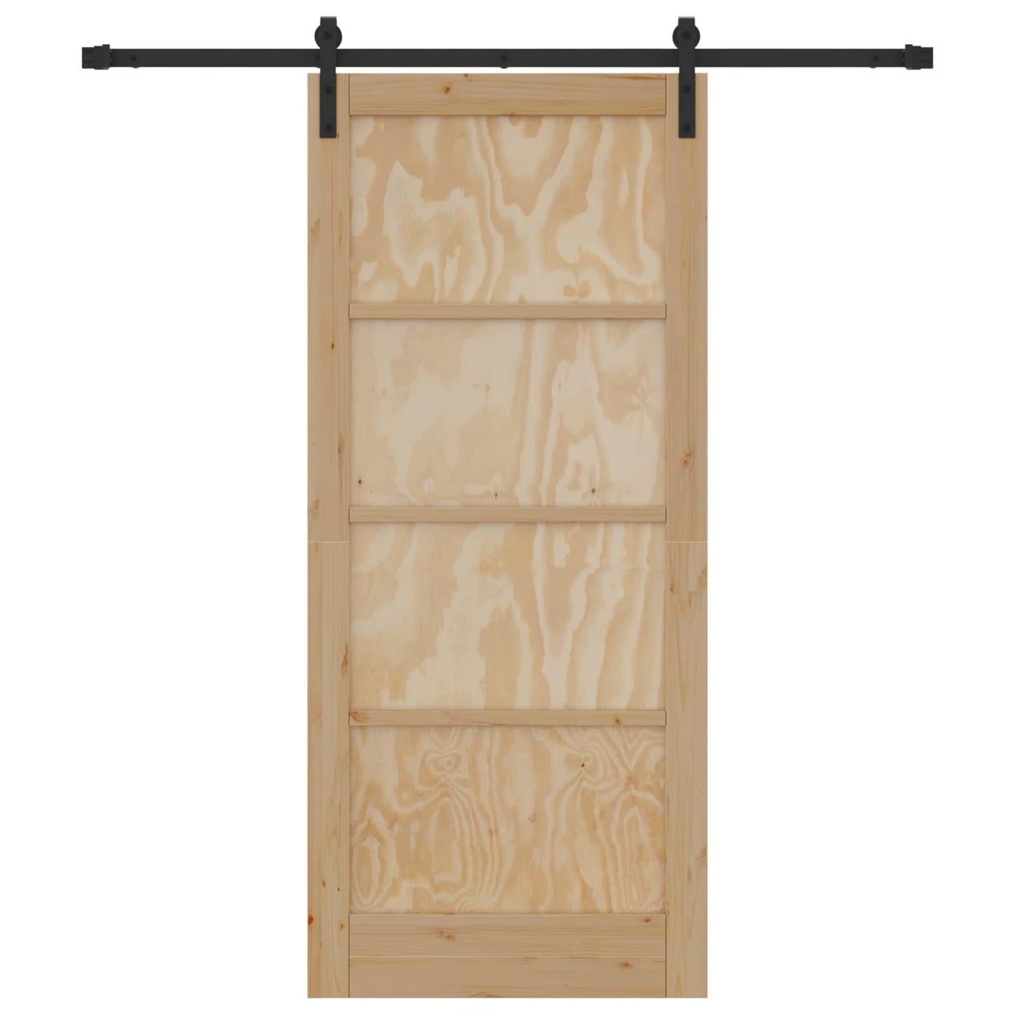 Csúszó ajtó Természetes és Fekete 86 x 198,5 cm Tömör Fenyőfa