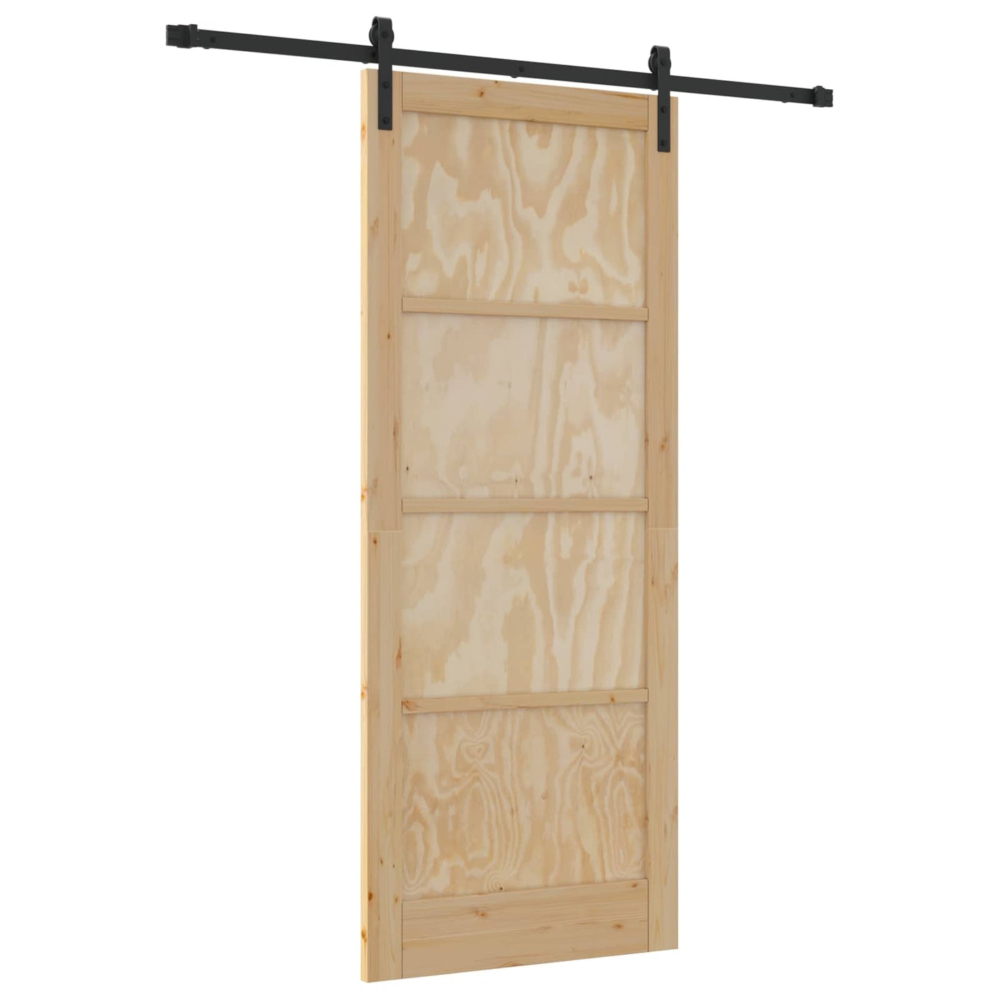 Csúszó ajtó Természetes és Fekete 86 x 211 cm Tömör Fenyőfa
