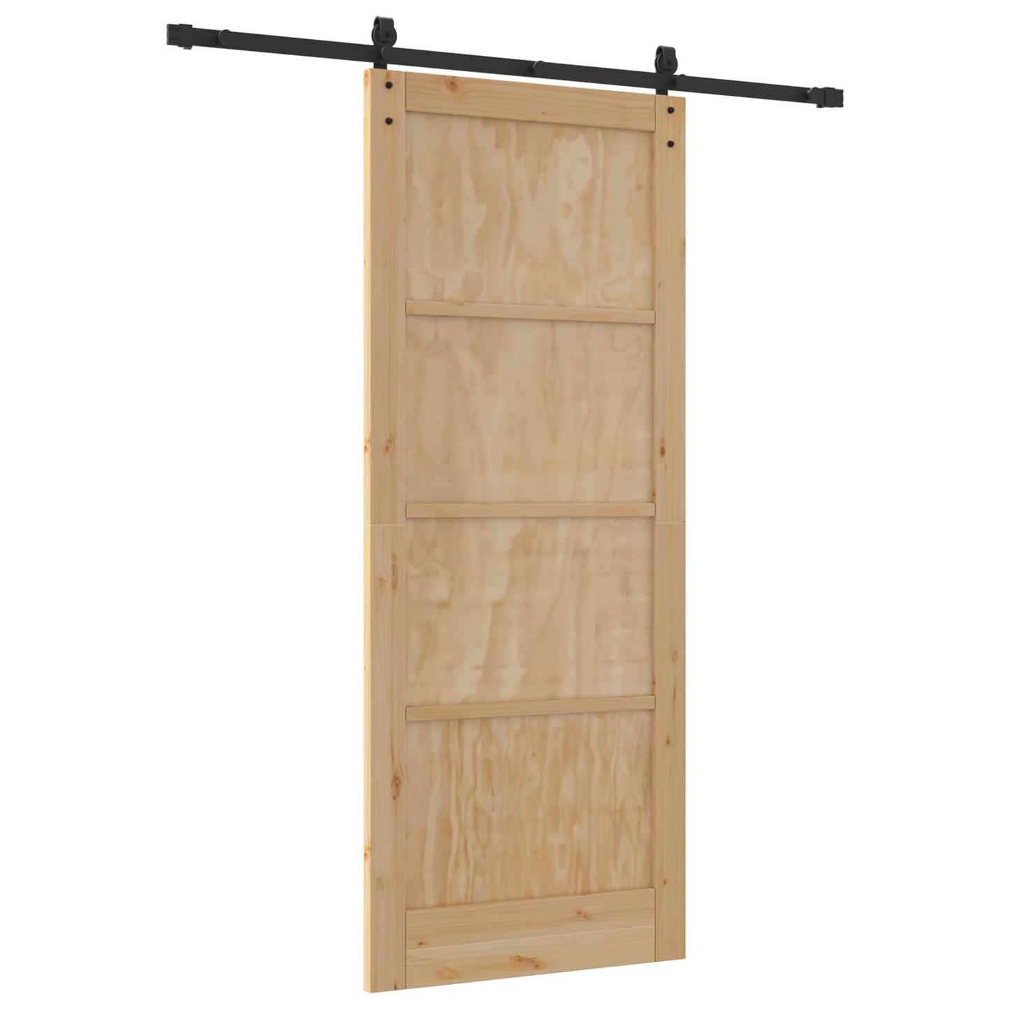 Csúszó ajtó Természetes és Fekete 86 x 211 cm Tömör Fenyőfa
