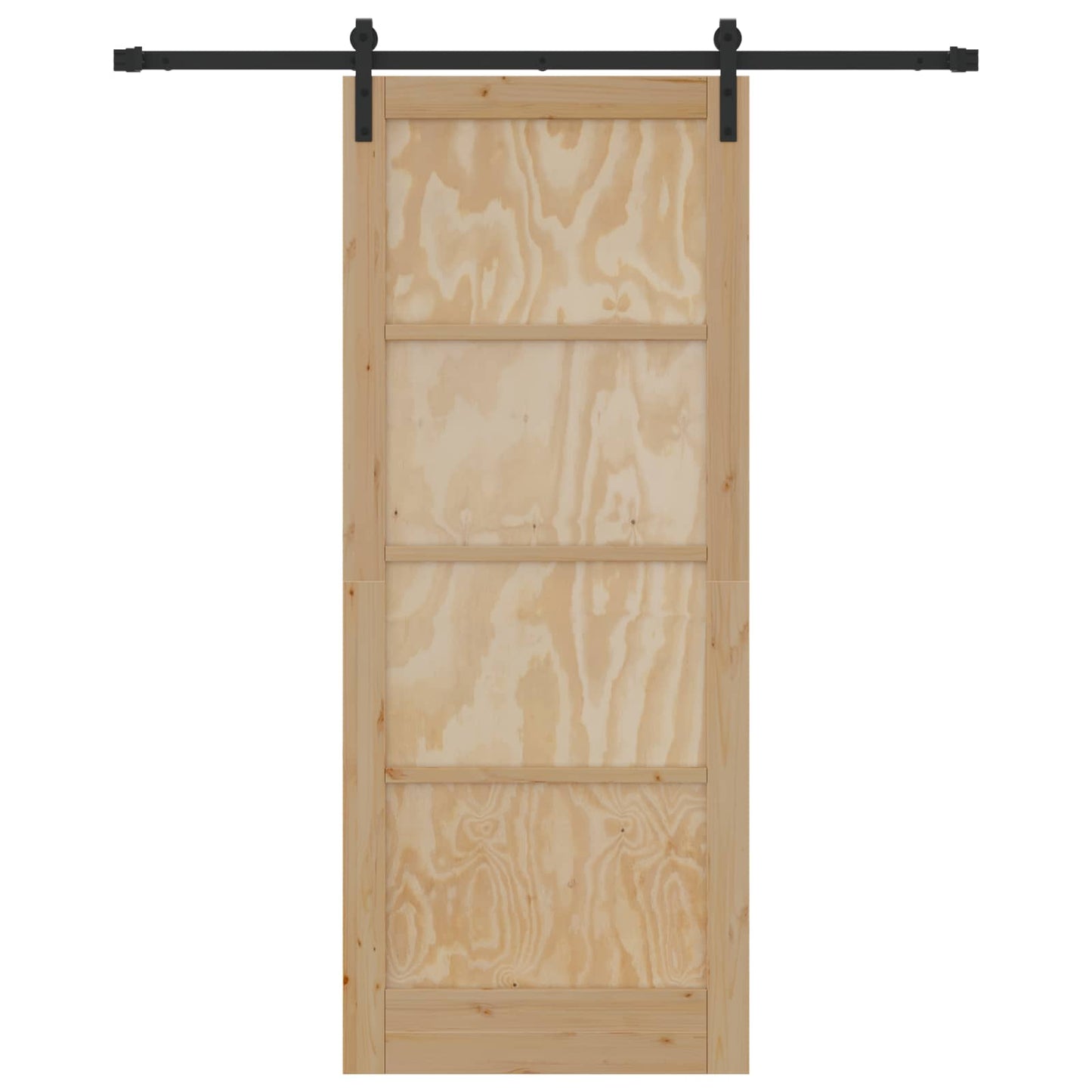 Csúszó ajtó Természetes és Fekete 86 x 211 cm Tömör Fenyőfa