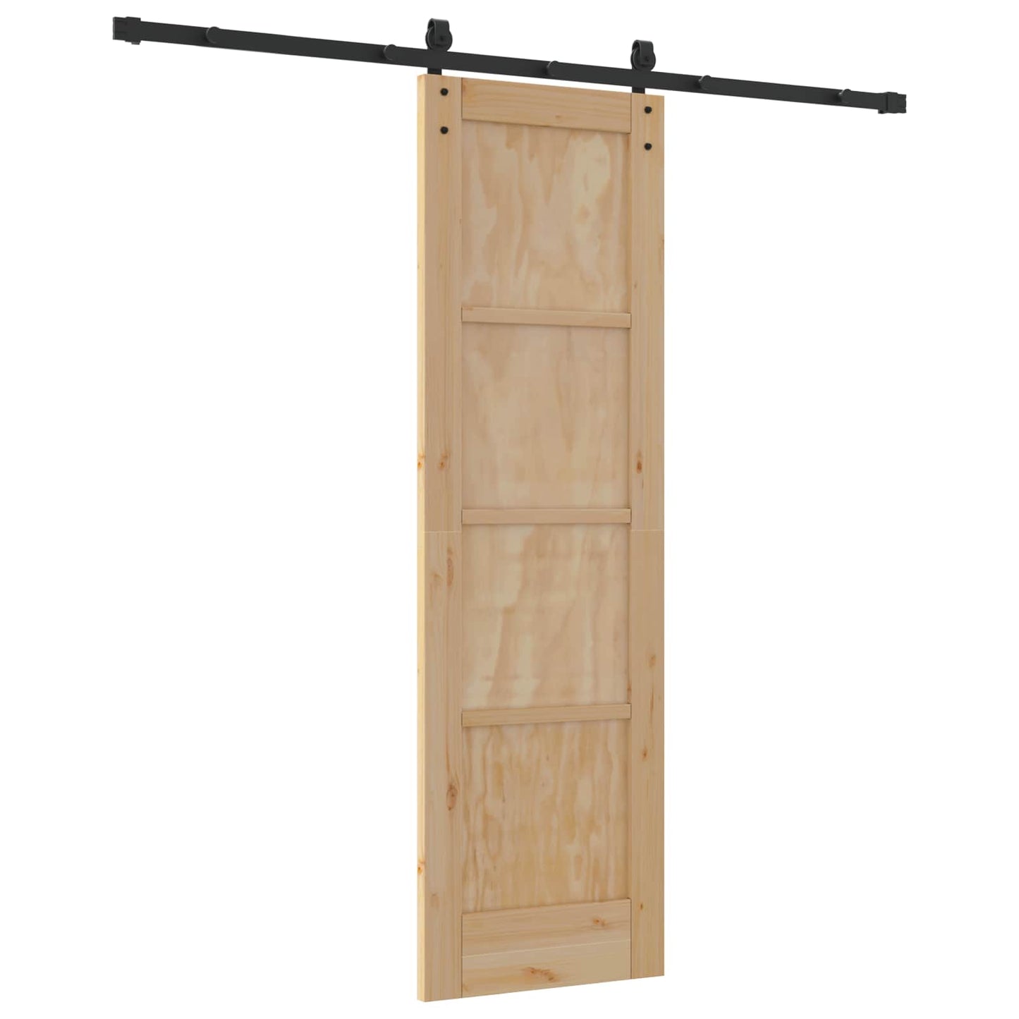 Csúszó ajtó Természetes és Fekete 61 x 198,5 cm Tömör Fenyőfa