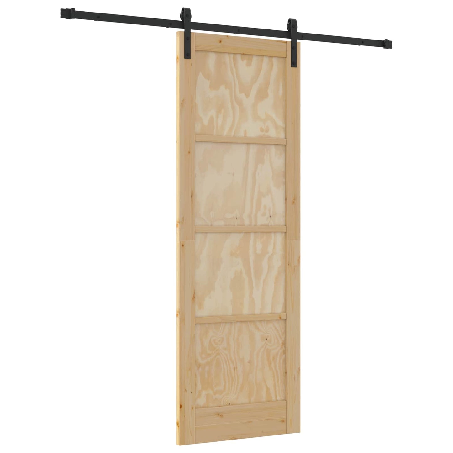 Csúszó ajtó Természetes és Fekete 73,5 x 211 cm Tömör Fenyőfa