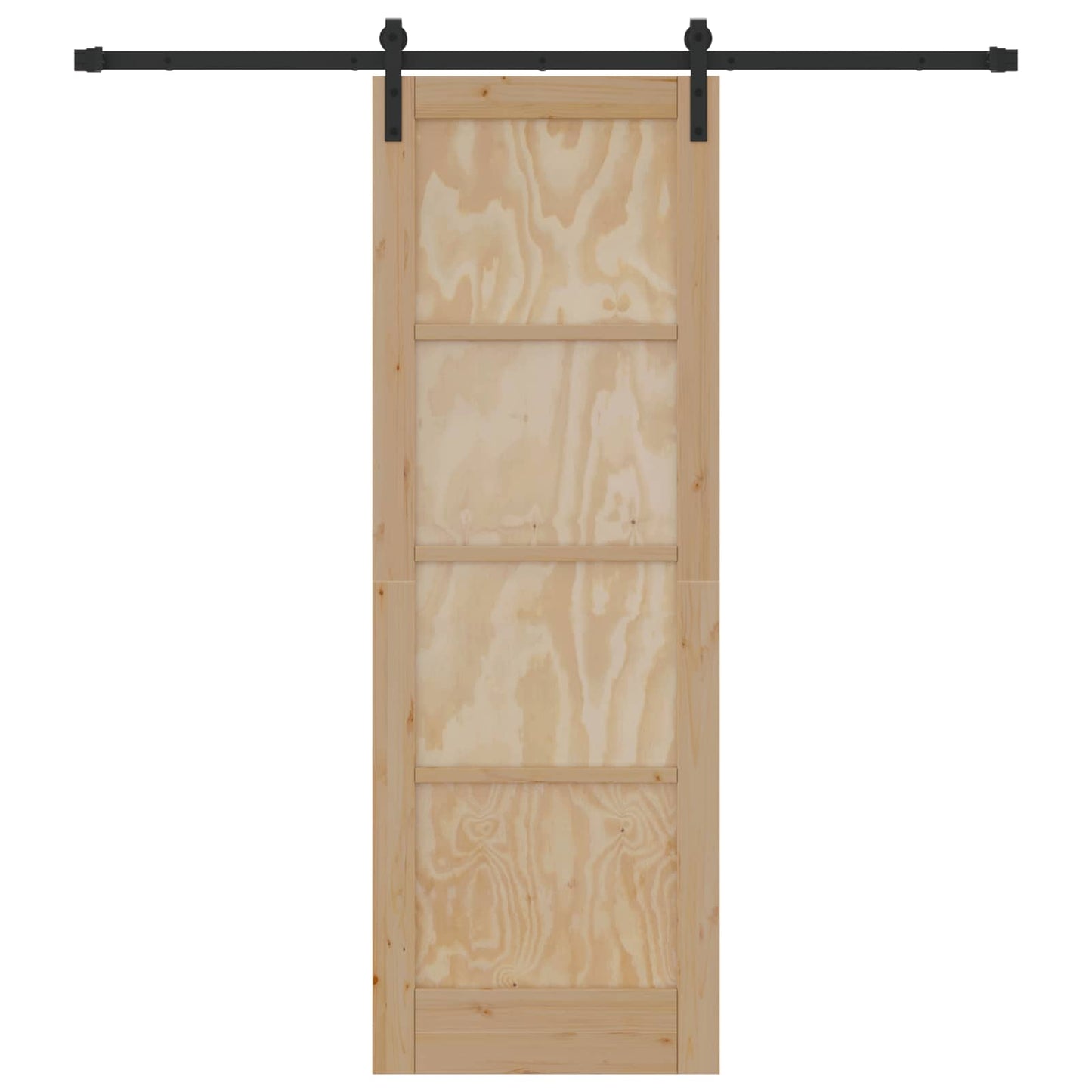 Csúszó ajtó Természetes és Fekete 73,5 x 211 cm Tömör Fenyőfa