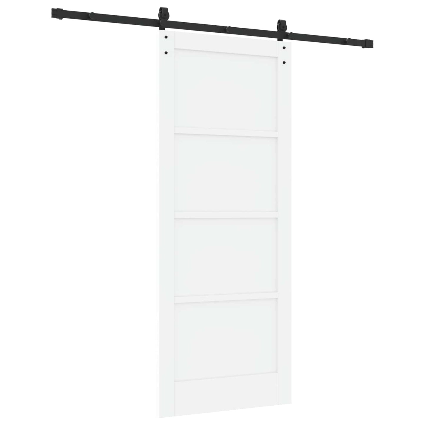 Csúszó ajtó Fehér és Fekete 83 x 202 cm Tömör Fenyőfa