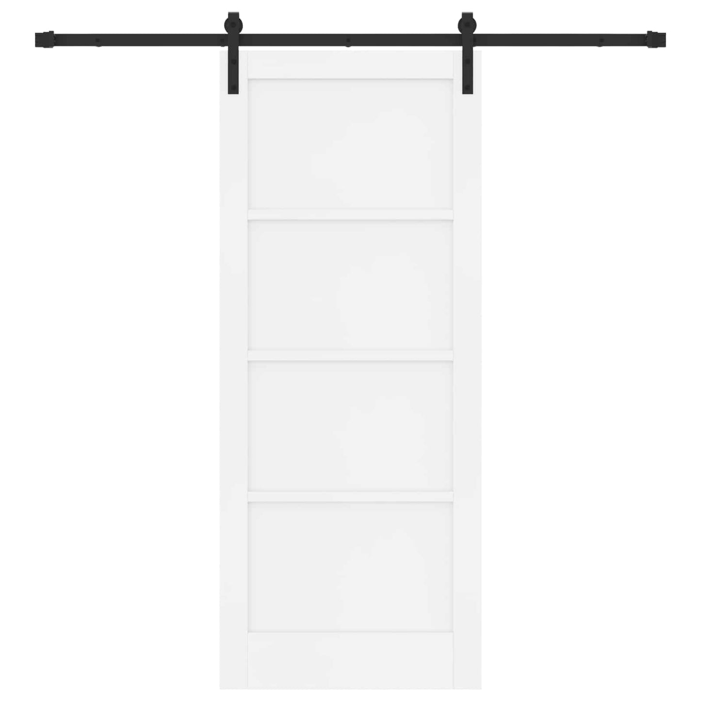 Csúszó ajtó Fehér és Fekete 83 x 202 cm Tömör Fenyőfa