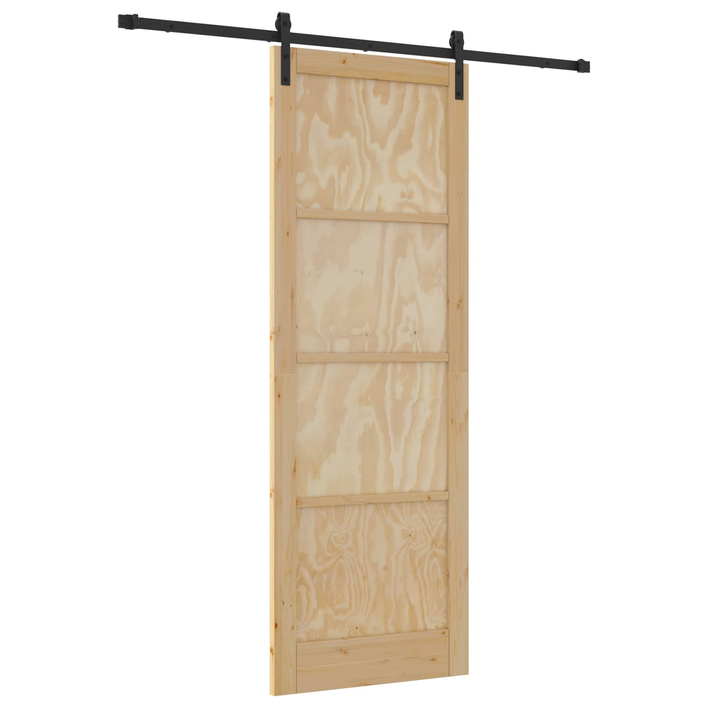 Csúszó ajtó Természetes és Fekete 83 x 232 cm Tömör Fenyőfa